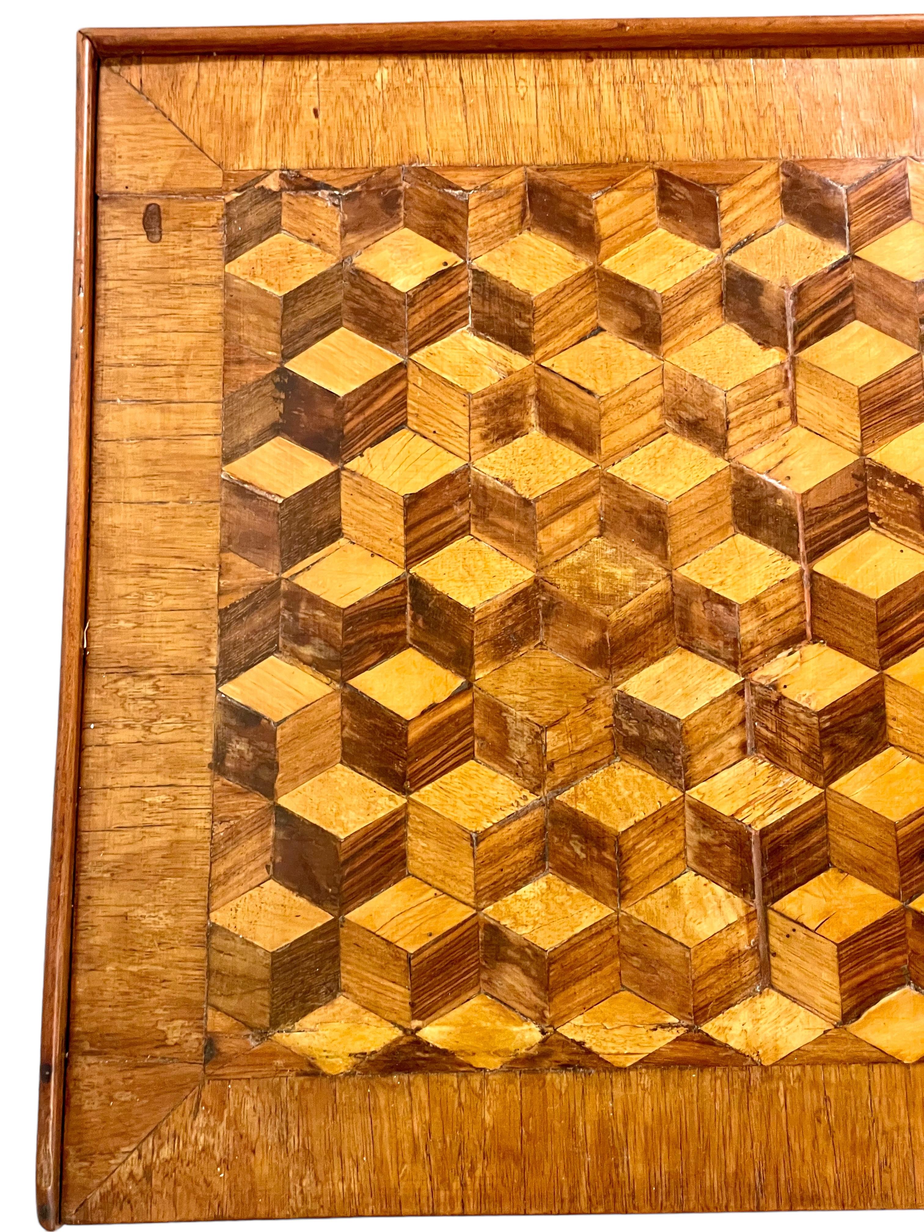 18th Century Writing Desk with Cube Parquetry Decoration 7