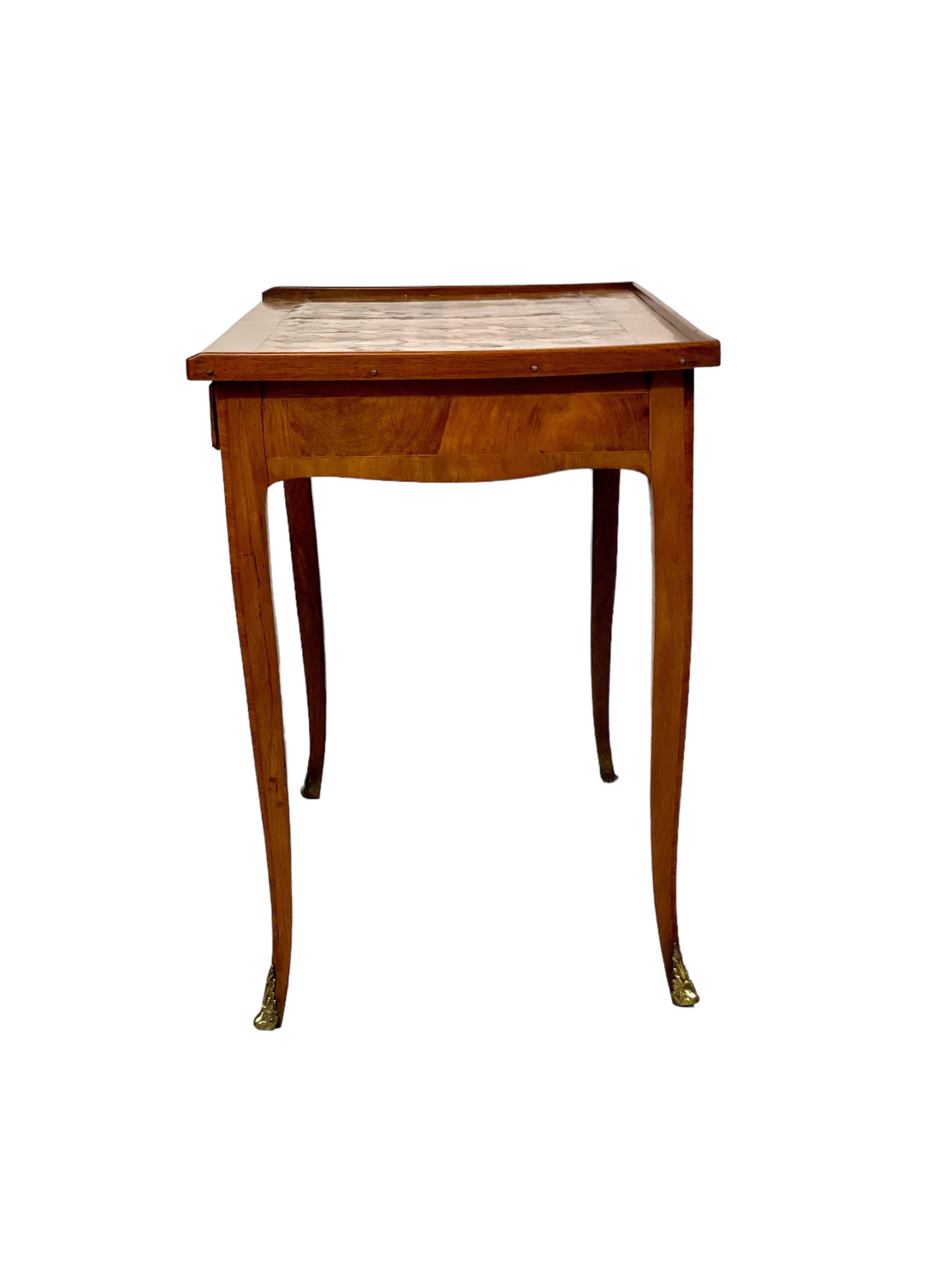 French 18th Century Writing Desk with Cube Parquetry Decoration