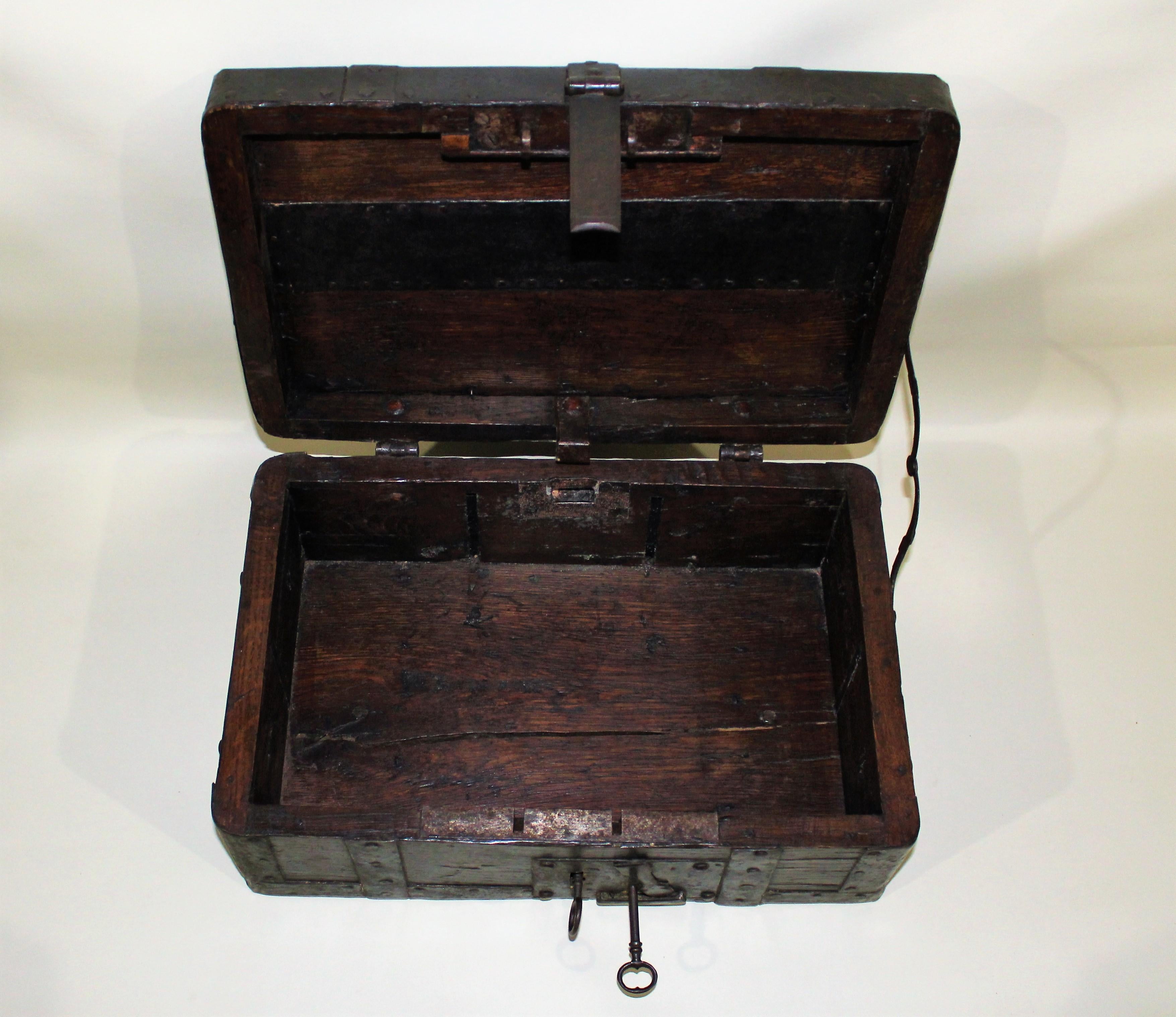 18th Century Wrought Iron and Wood Strong Box 4