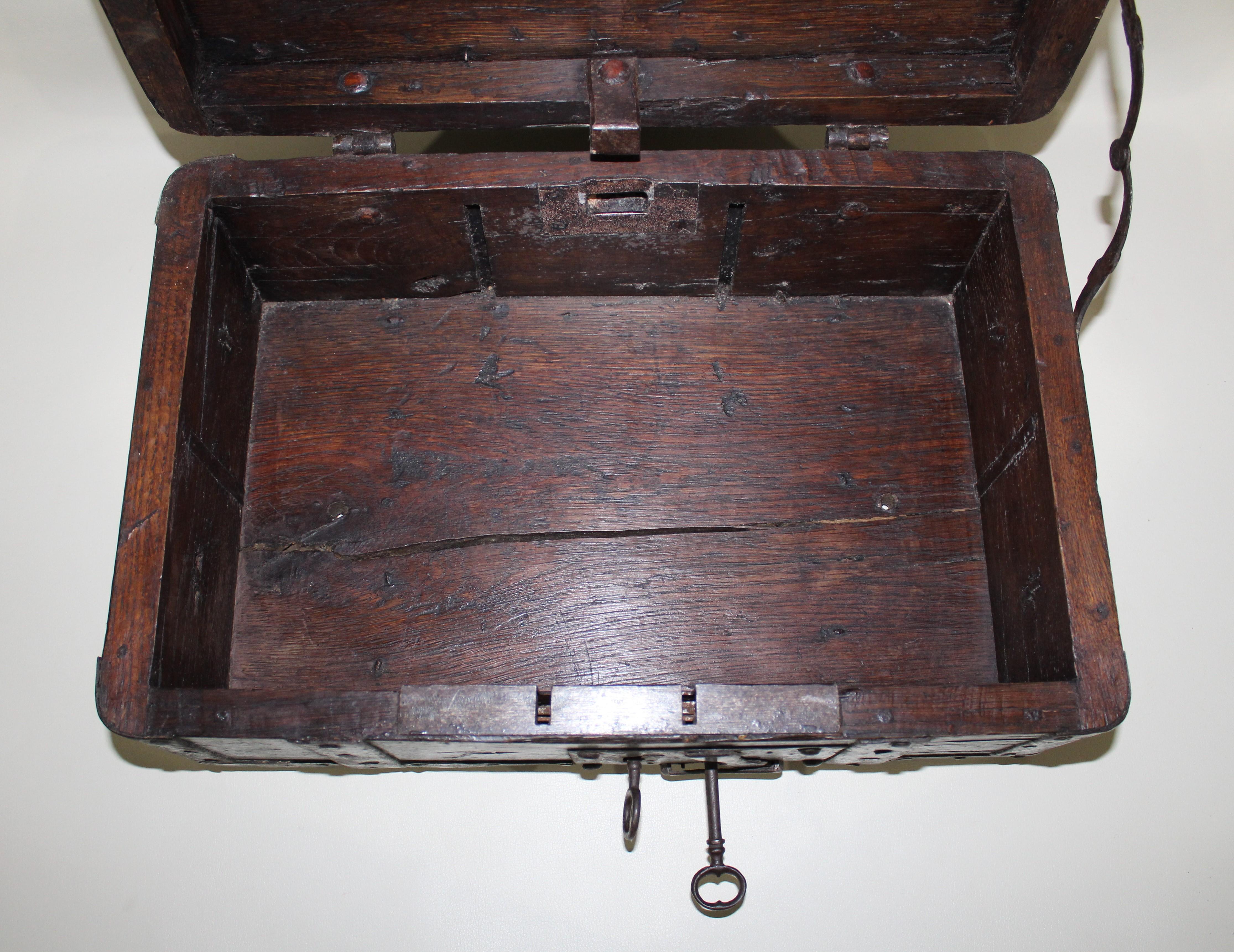 18th Century Wrought Iron and Wood Strong Box 6