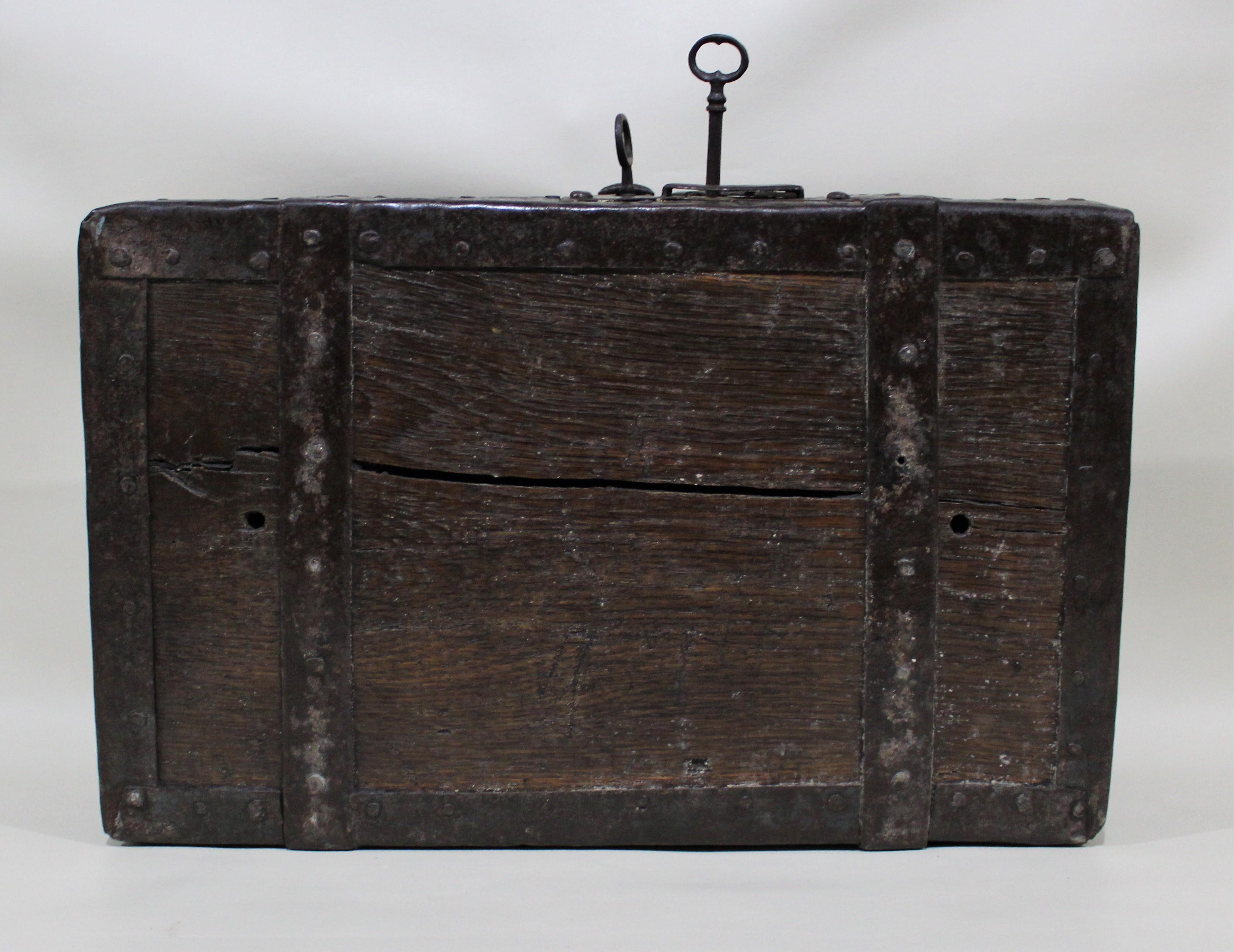 18th Century Wrought Iron and Wood Strong Box 8