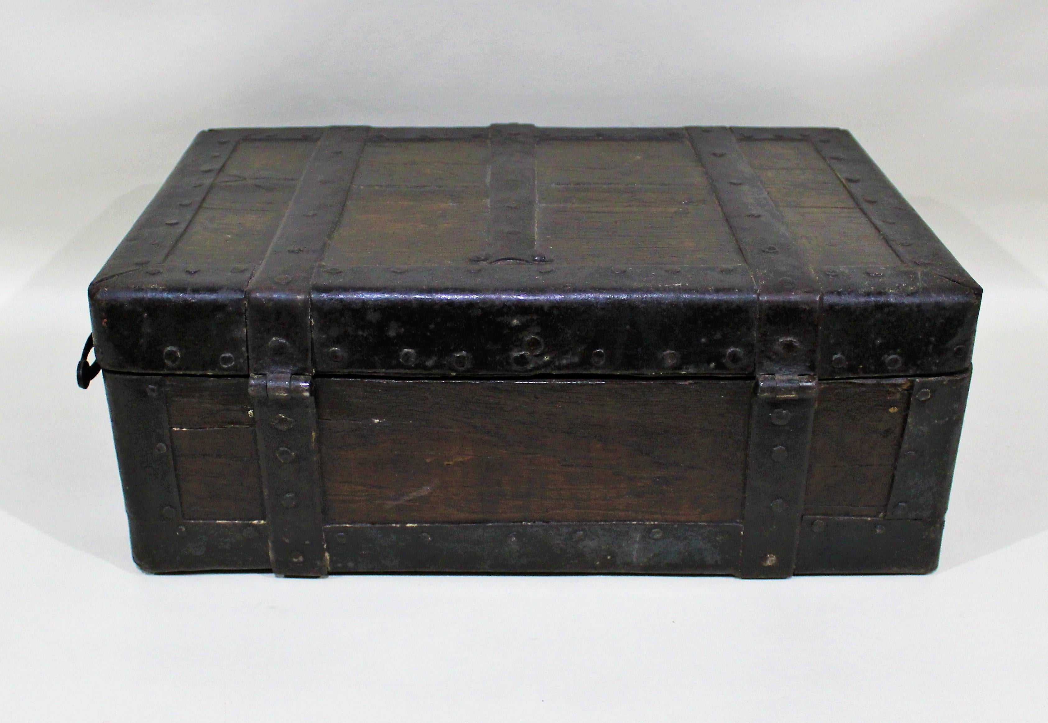 18th Century and Earlier 18th Century Wrought Iron and Wood Strong Box