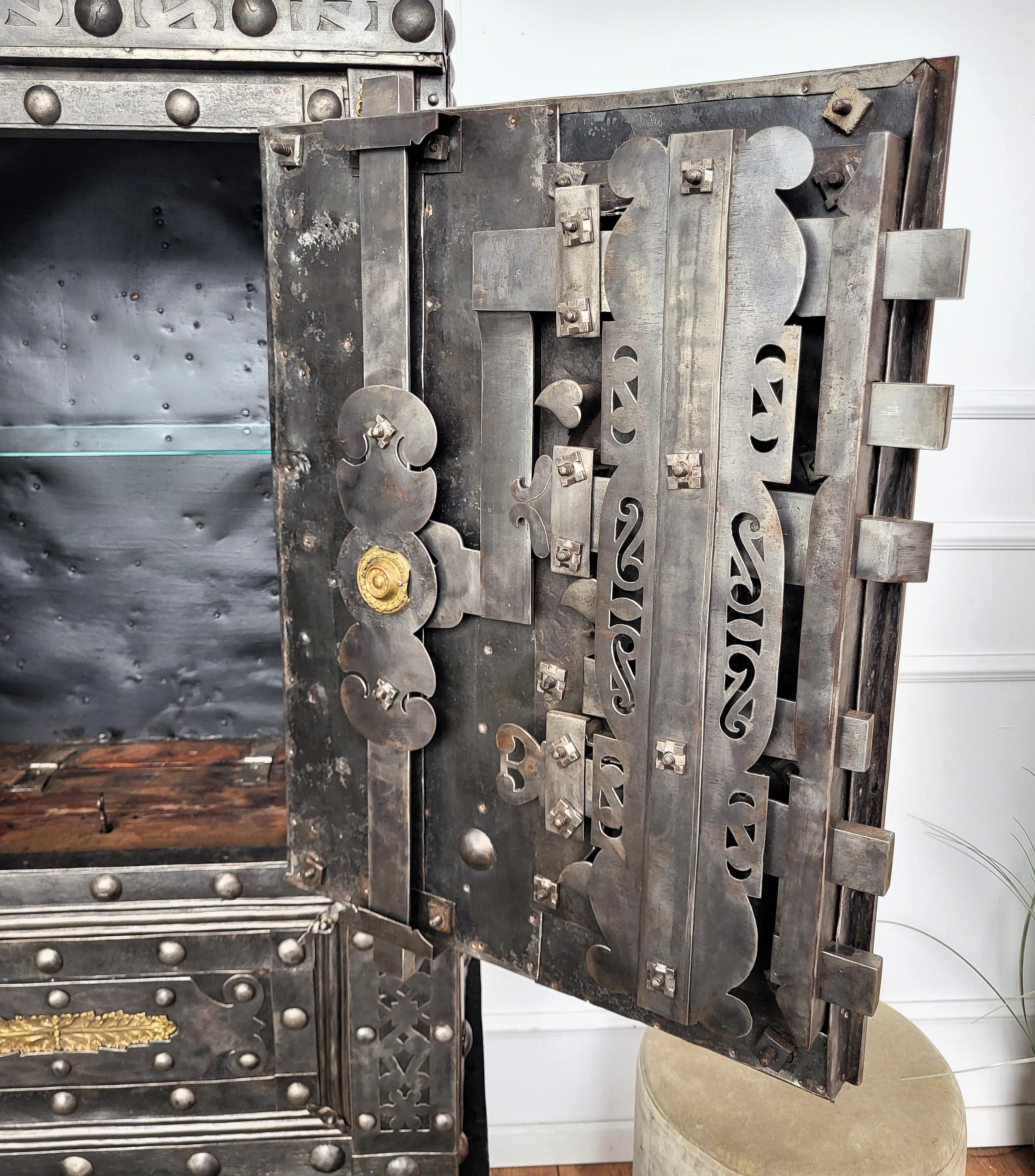 18th Century Wrought Iron Italian Hobnail Antique Safe Strong Box Cabinet 2