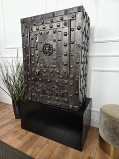 18th Century Wrought Iron Italian Hobnail Antique Safe Strong Box