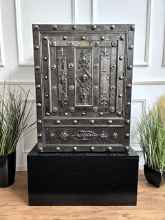 18th Century Wrought Iron Italian Mossone Hobnail Antique Safe Strong Box