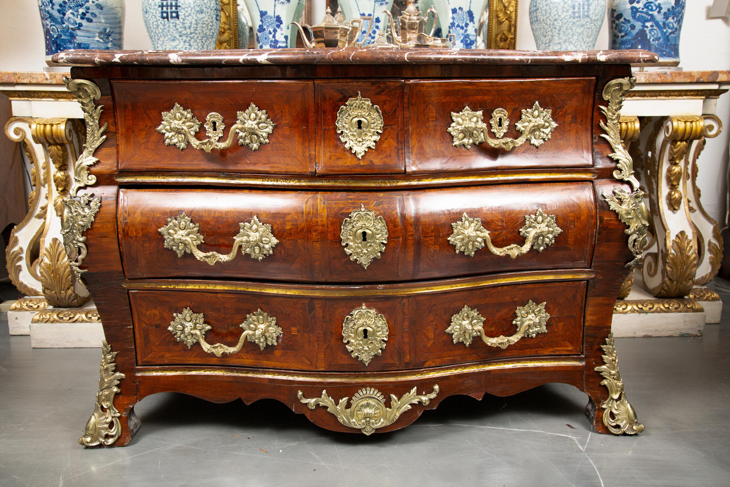 18th Century XV Gilt Bronze Mounted French Commode, Stamped For Sale 6