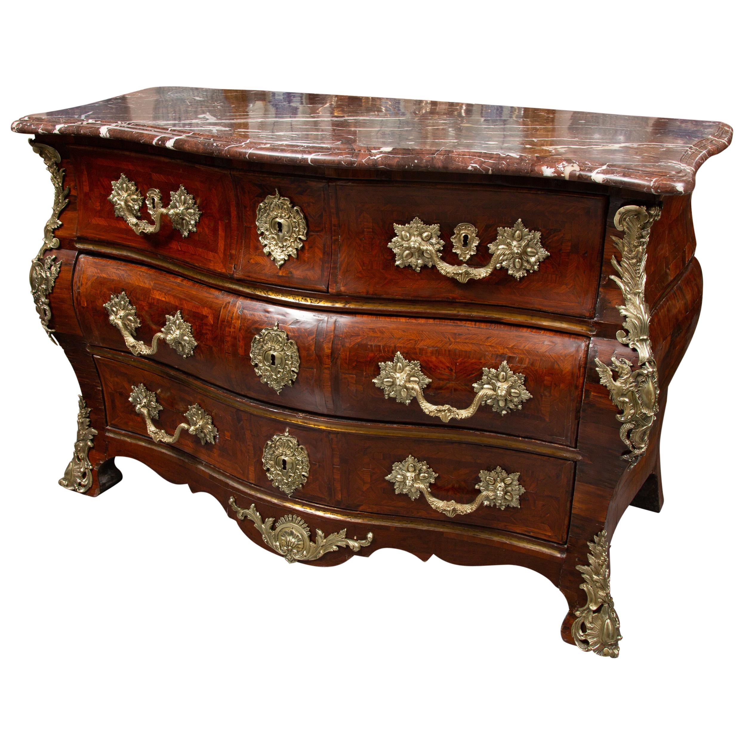 18th Century XV Gilt Bronze Mounted French Commode, Stamped For Sale