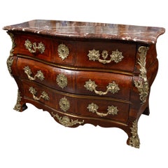 Antique 18th Century XV Gilt Bronze Mounted French Commode, Stamped