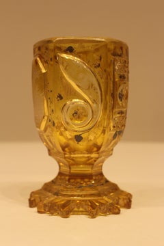 18th Century Yellow Glass Cut Figural Pokal