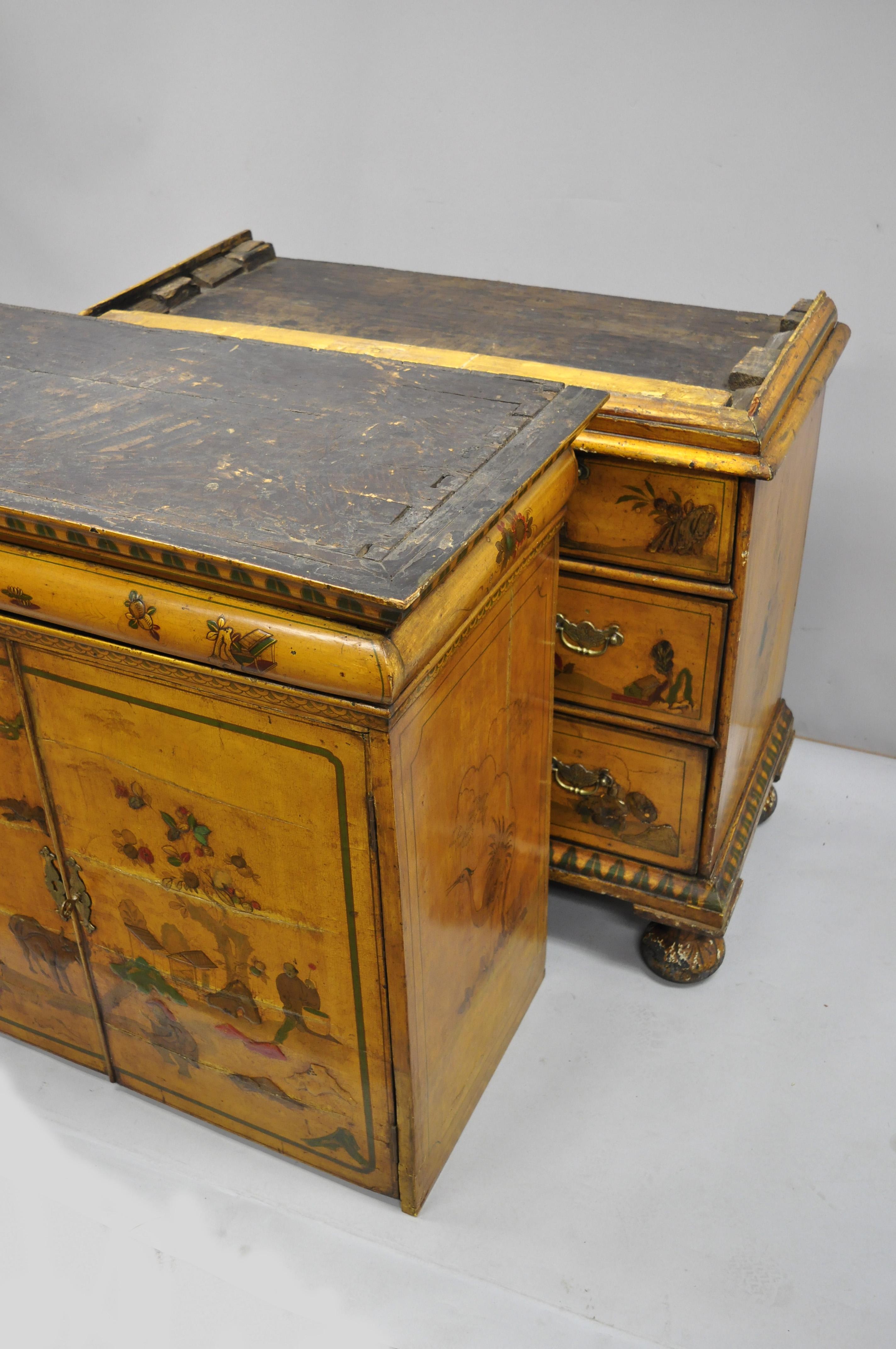18th Century Yellow Polychrome Cabinet In Good Condition In Philadelphia, PA
