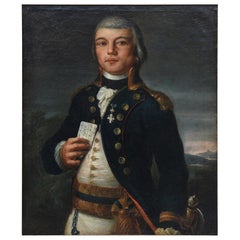18th Century Young Official Painting of the Italian Militia, Oil on Canvas, 1700