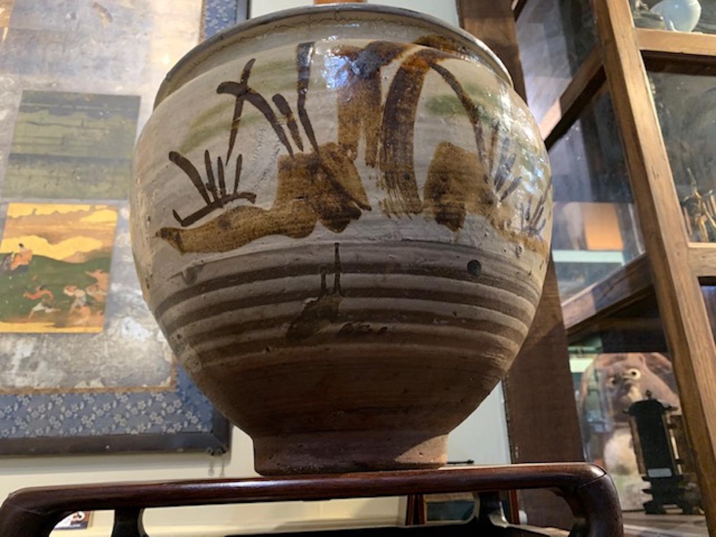 Edo 18th Century Yumino Wax Bean Pot For Sale