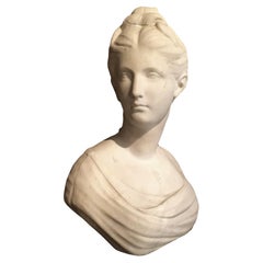 18th Centuty White Marble Sculpture Depicting Diana by Jean-Antoine Houdon
