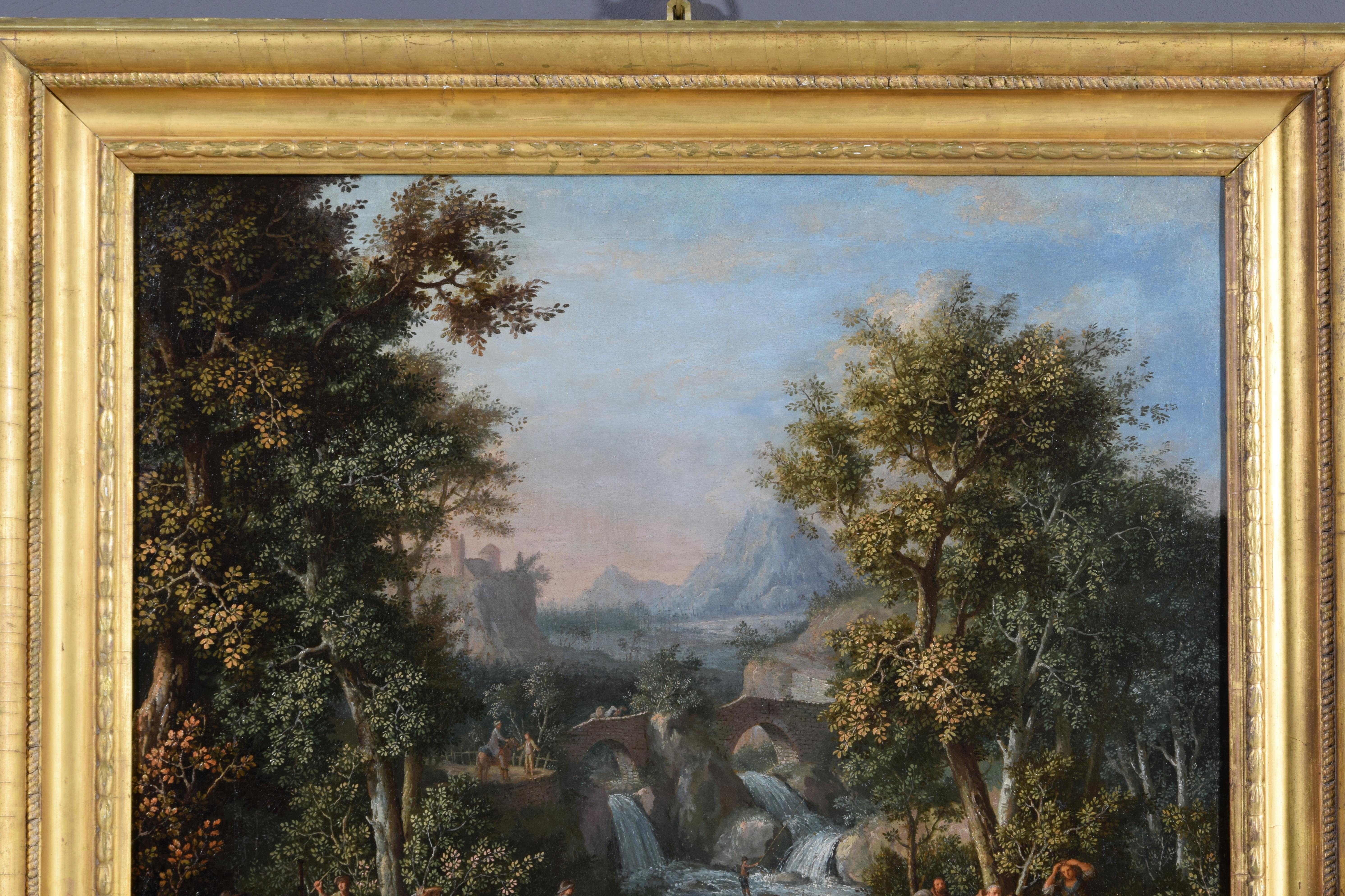 18th Centuy, Italian Painting with Landscape by Giovanni Battista Colomba For Sale 7