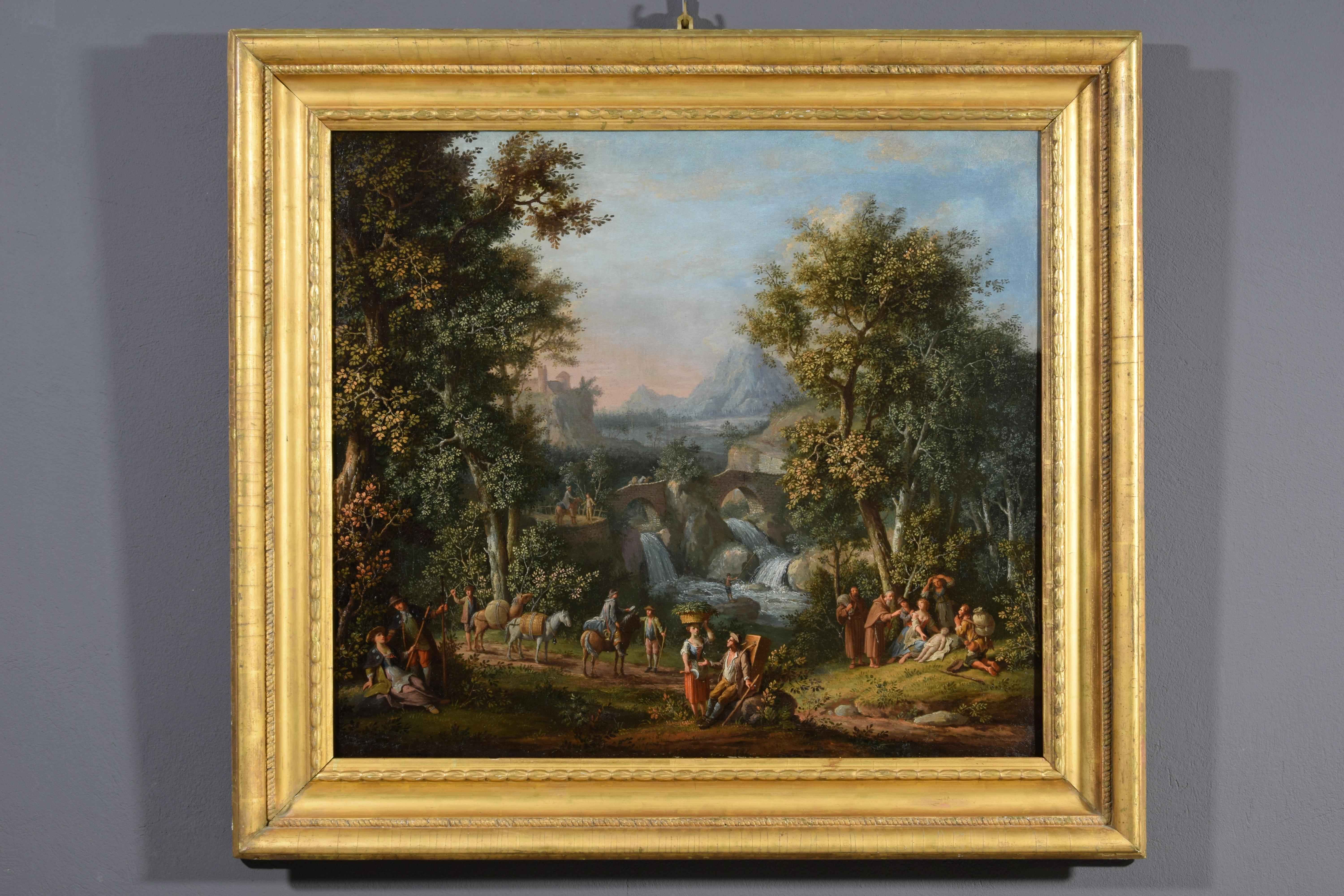 18th Centuy, Italian Painting with Landscape by Giovanni Battista Colomba For Sale 9