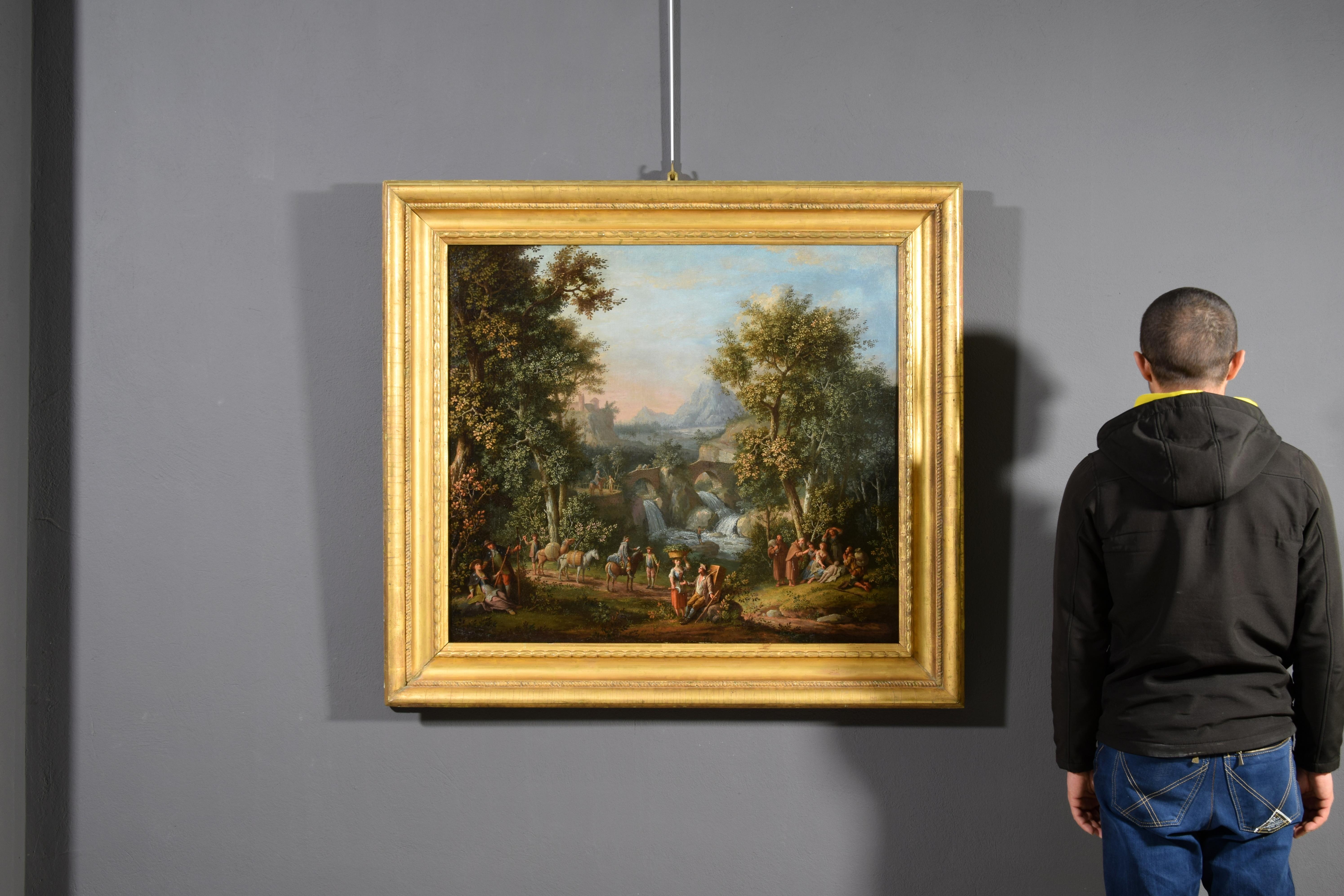 18th Century 18th Centuy, Italian Painting with Landscape by Giovanni Battista Colomba For Sale