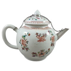 Antique 18th Chineseporcelain and Sterling Silver Teapot Compagnie Des Indes