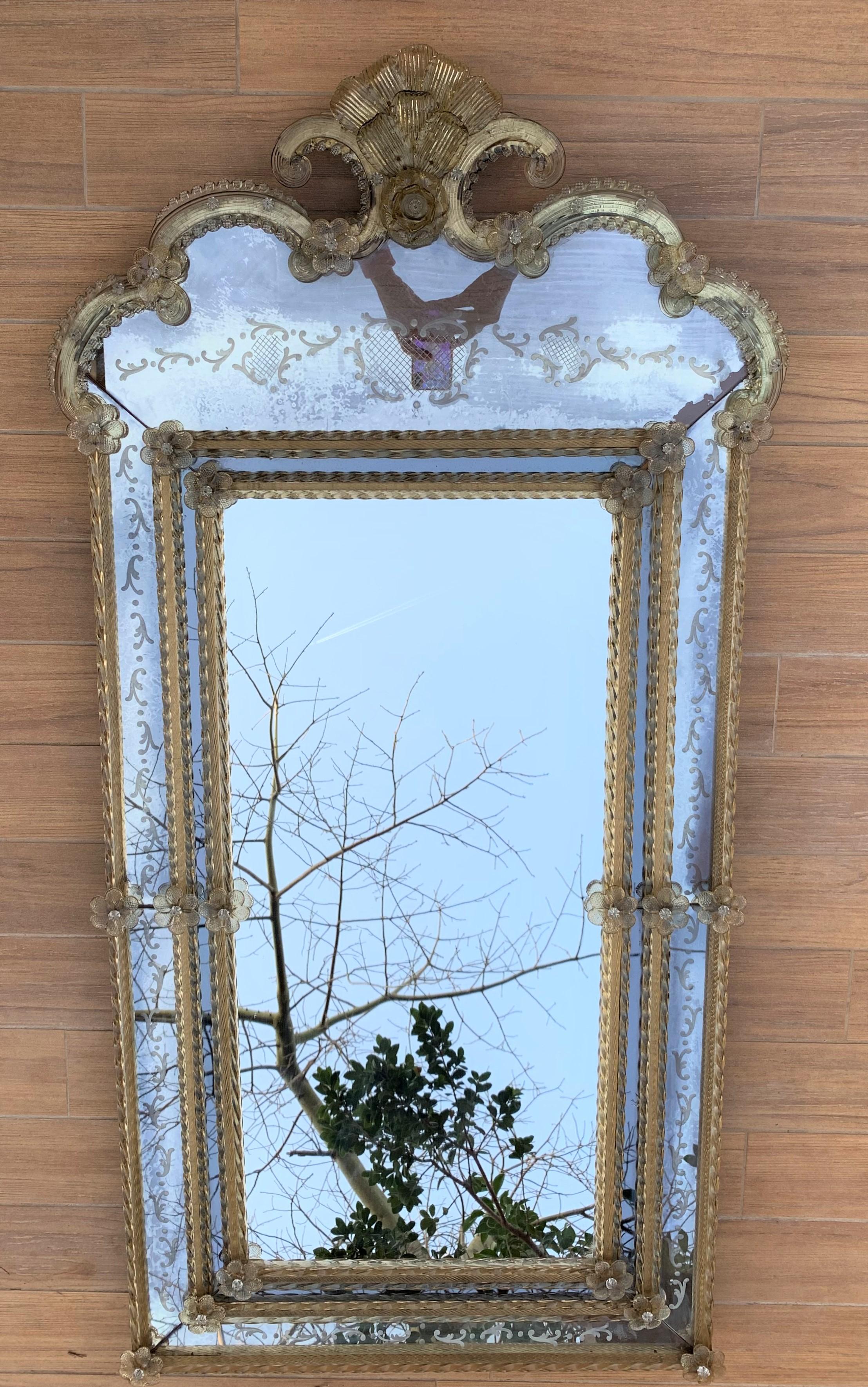 18th Century Crest Top Venetian Rectangular Mirror, Handmade and Hand Silvered 2