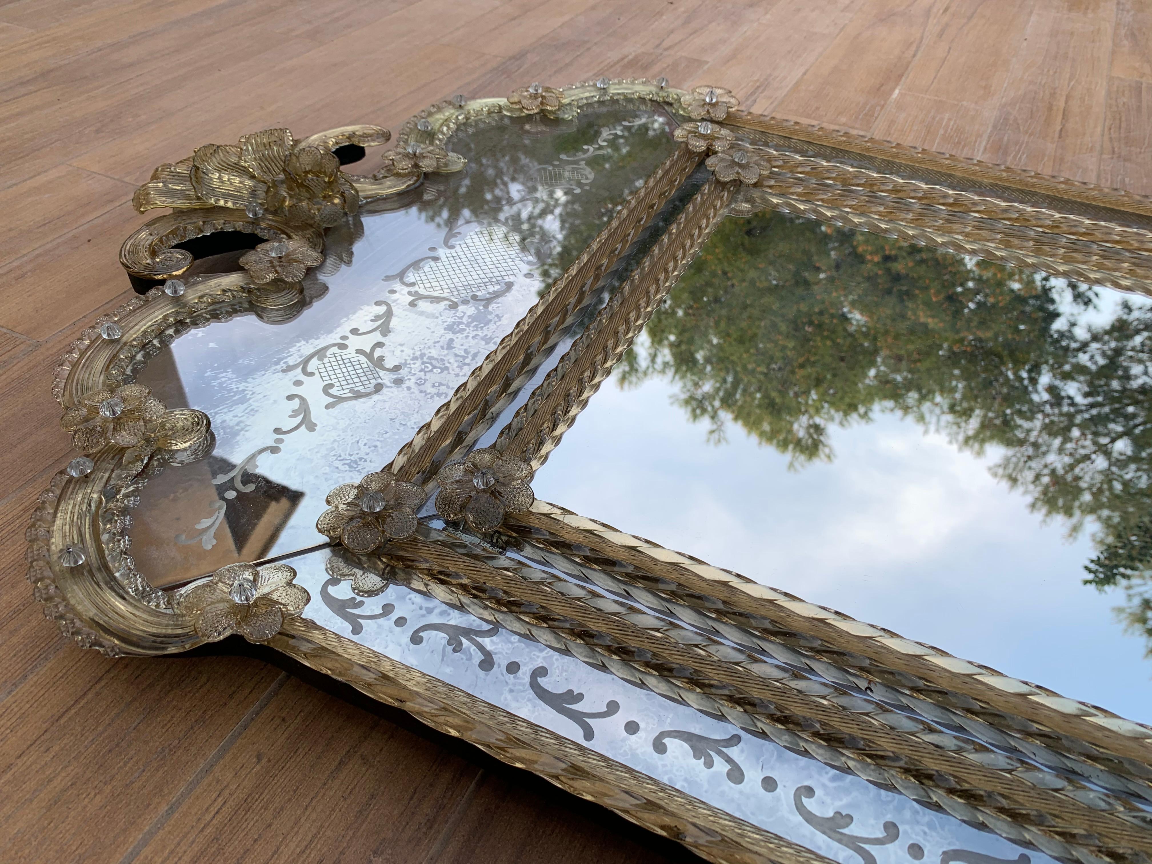 18th Century Crest Top Venetian Rectangular Mirror, Handmade and Hand Silvered 3