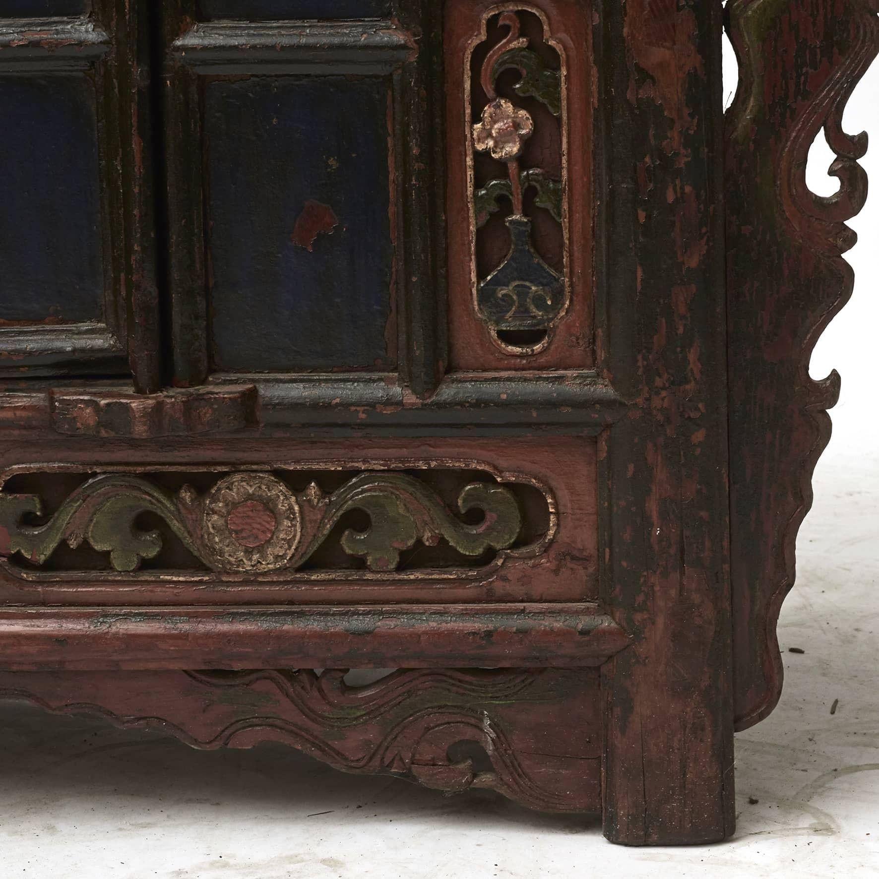 18th Ctr. Chinese Qing Dynasty Carved Butterfly Style Cabinet For Sale 5