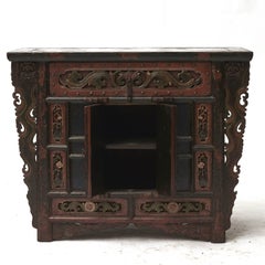 18th Ctr. Chinese Qing Dynasty Carved Butterfly Style Cabinet