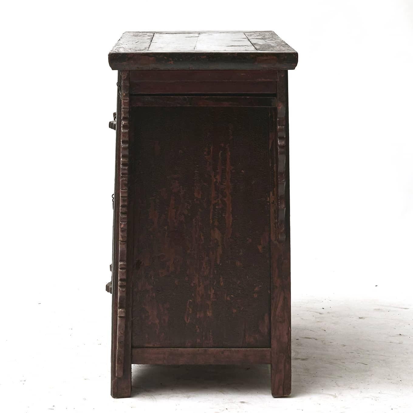 18th Century and Earlier 18th Ctr. Chinese Qing Dynasty Carved Butterfly Style Cabinet For Sale