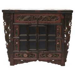 18th Ctr. Chinese Qing Dynasty Carved Butterfly Style Cabinet