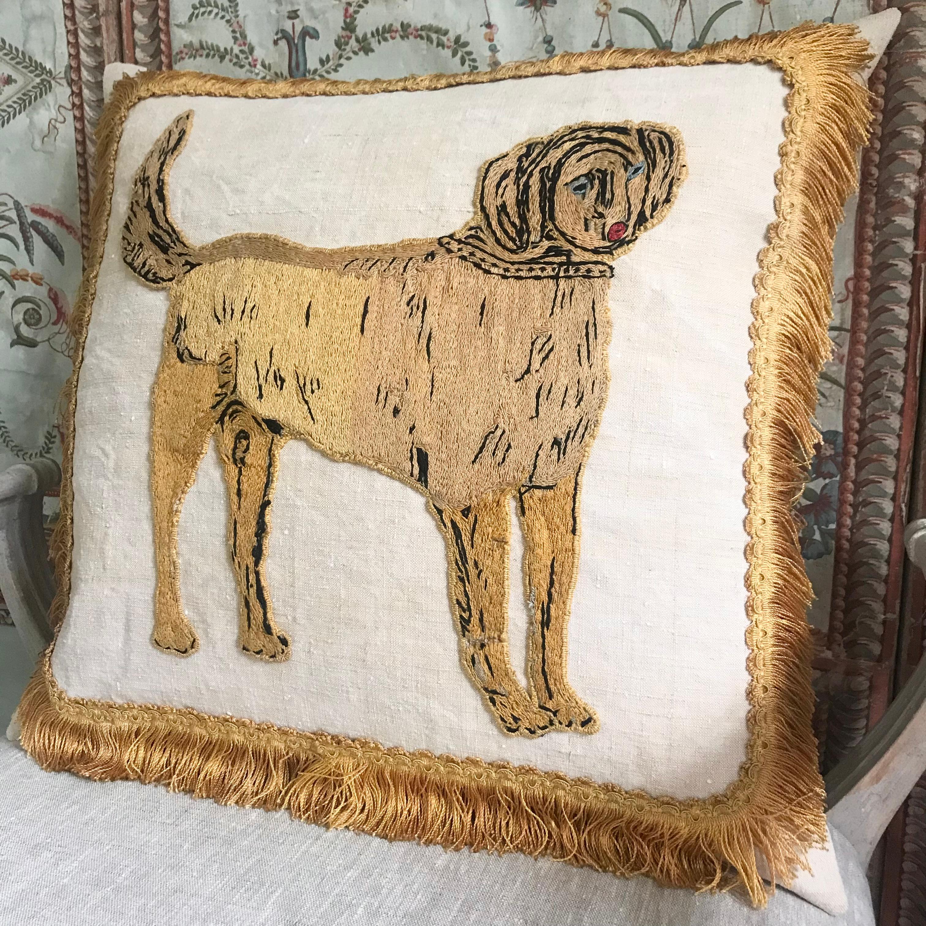 18th Century Dog Embroidery Cushion 4