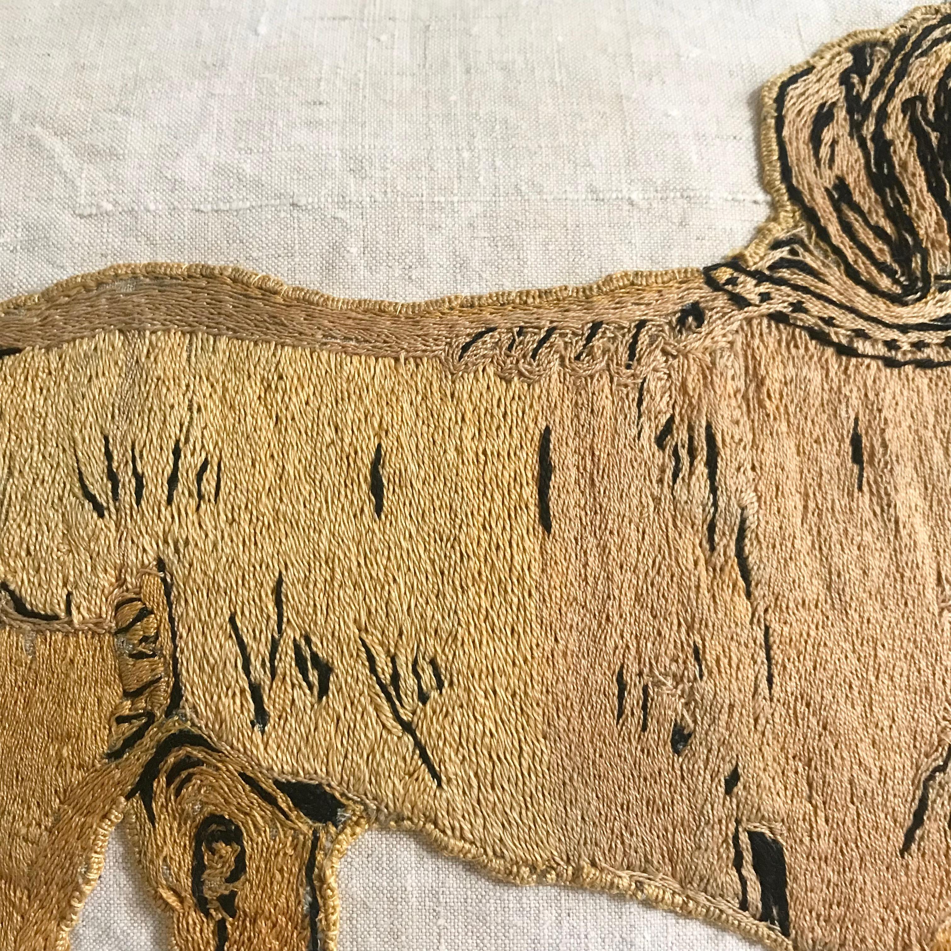 18th Century Dog Embroidery Cushion 1