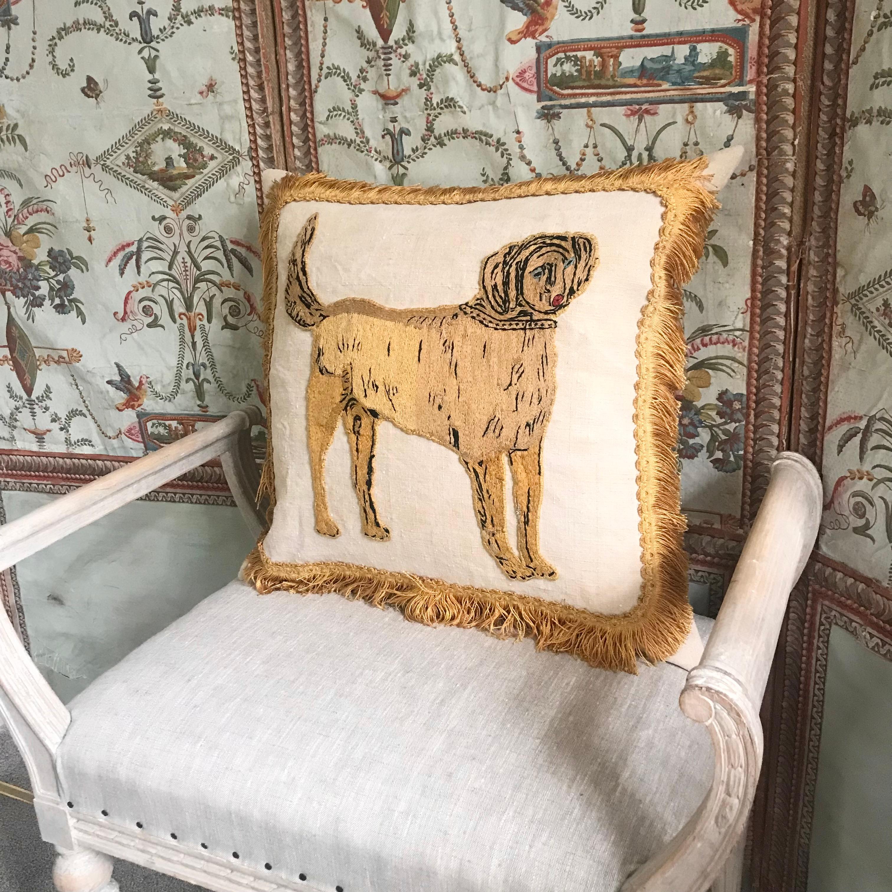 18th Century Dog Embroidery Cushion 3