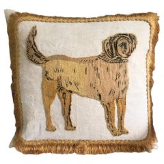 18th Century Dog Embroidery Cushion
