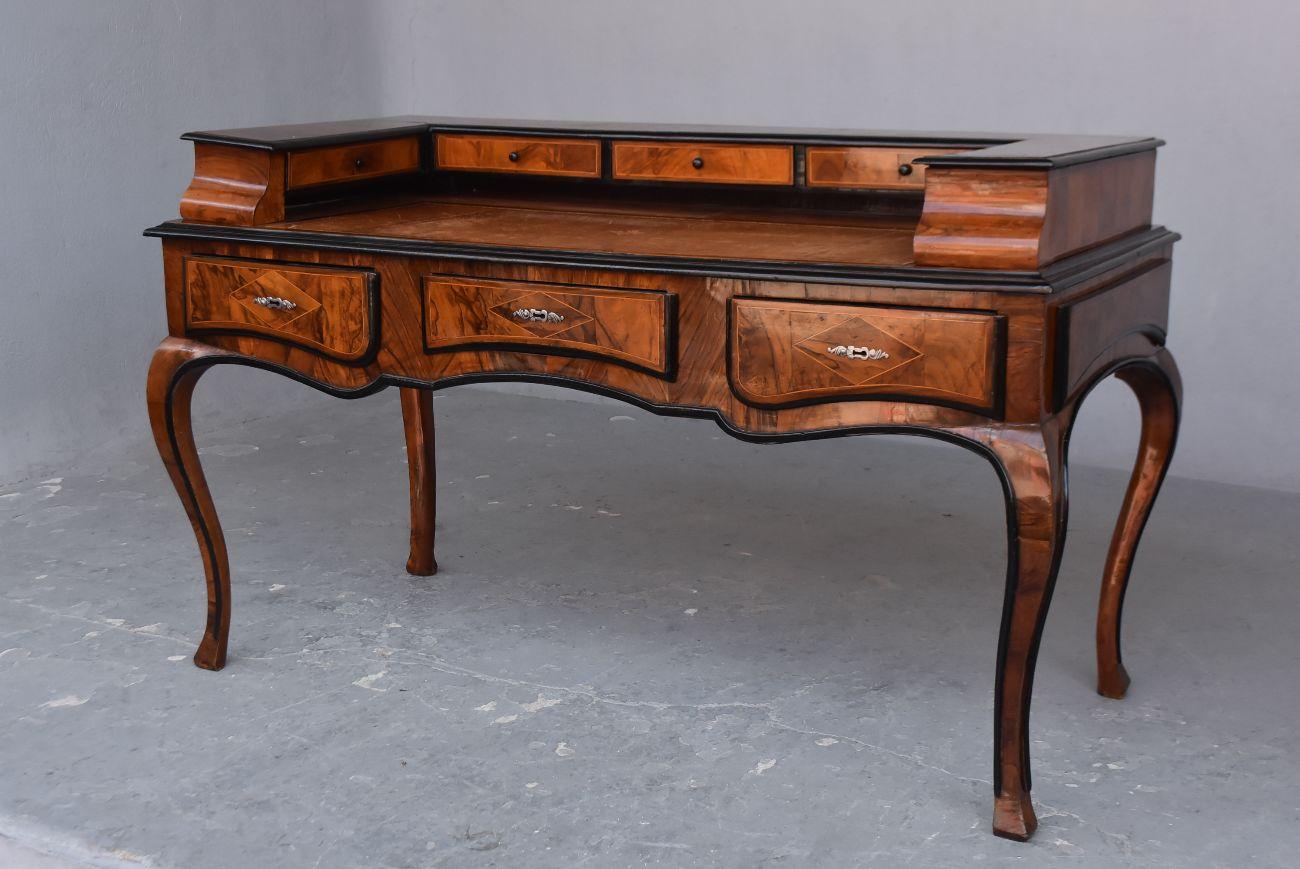 French 18th Century Double Sided Desk Louis XV Walnut Attributed J.F Hache For Sale