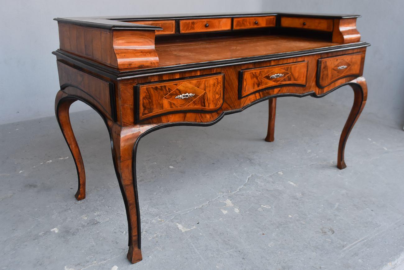 18th Century and Earlier 18th Century Double Sided Desk Louis XV Walnut Attributed J.F Hache For Sale