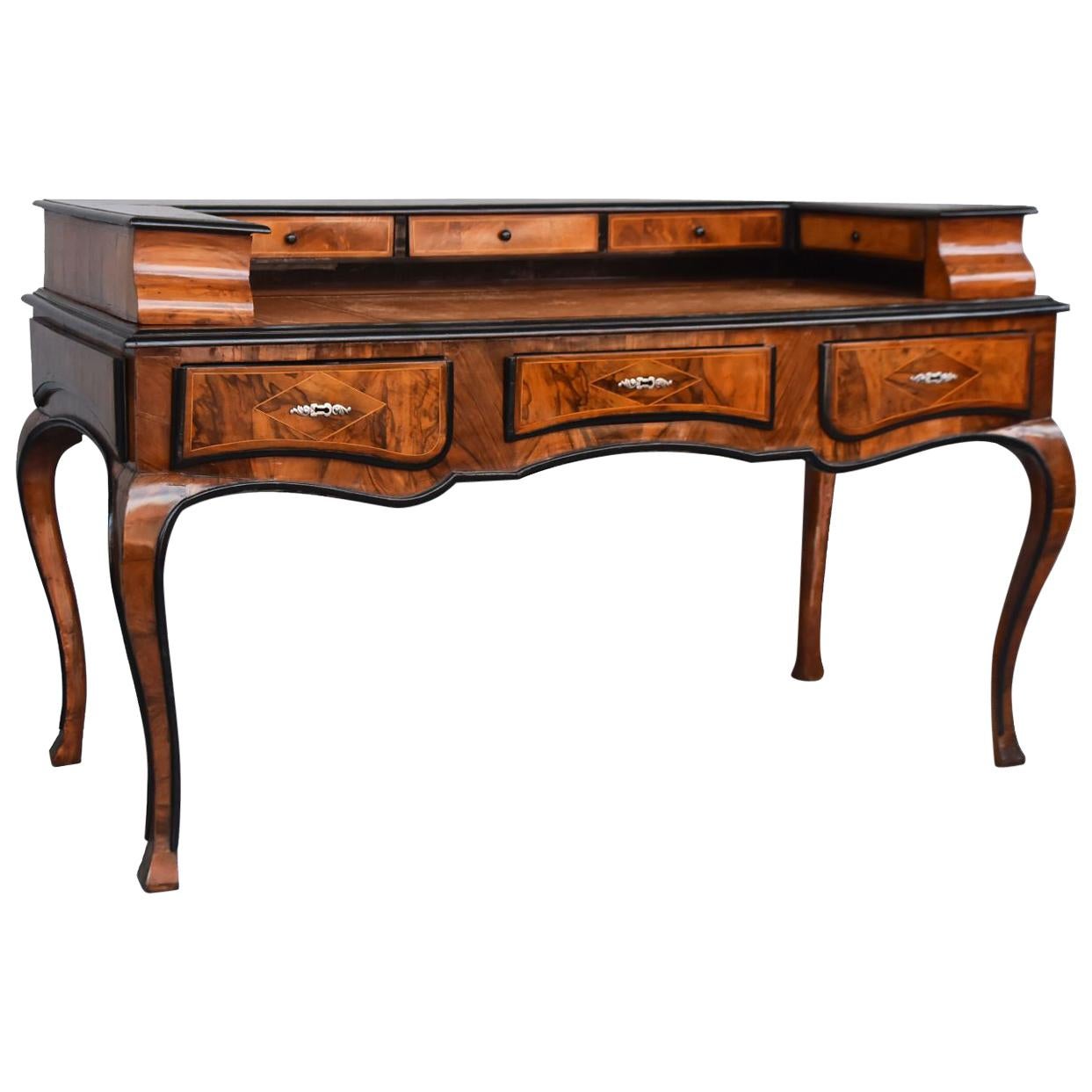 18th Century Double Sided Desk Louis XV Walnut Attributed J.F Hache For Sale