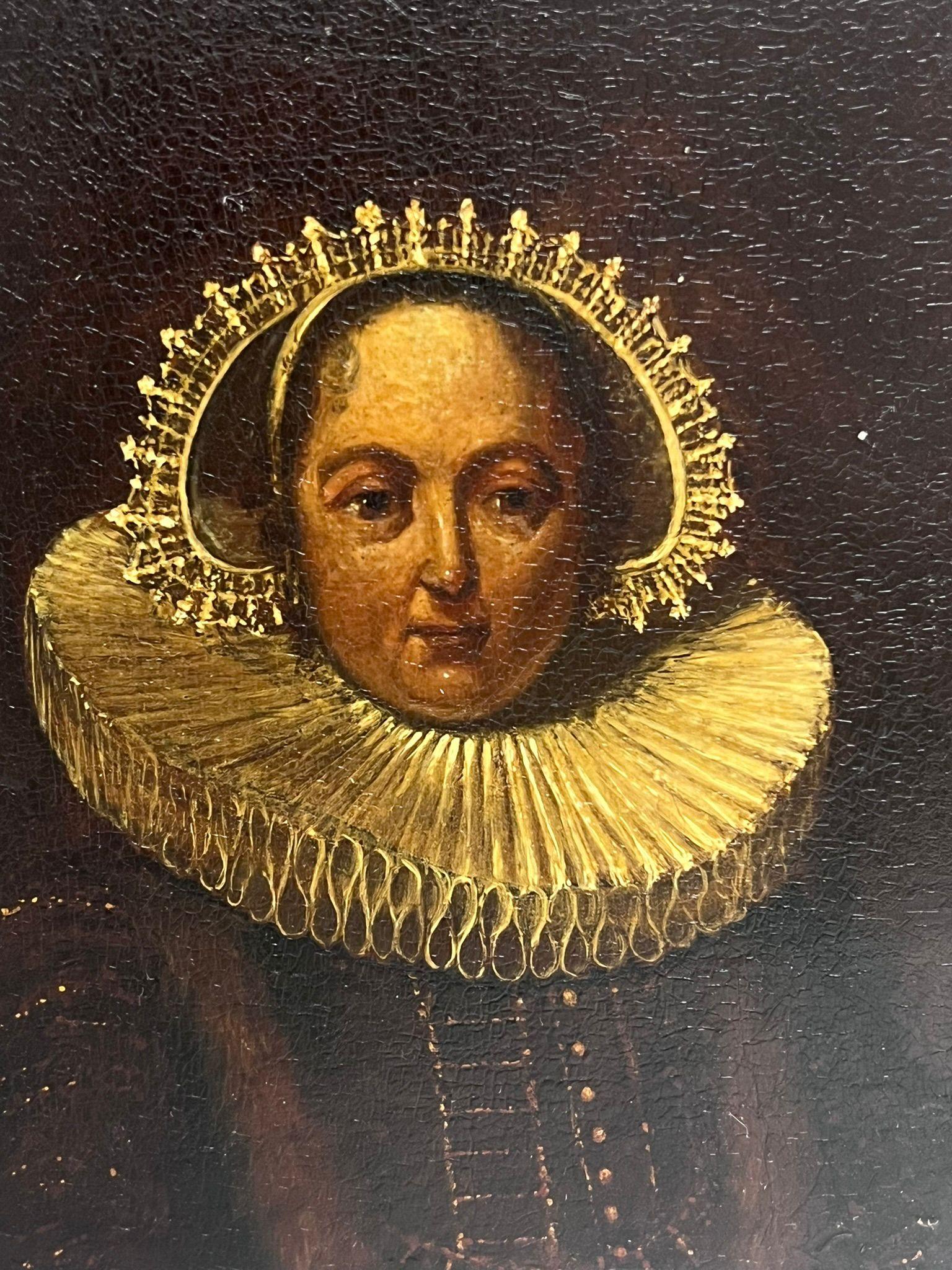 Ritratto di signora con collare bianco del XVIII secolo Olio olandese su pannello di Wood - Painting Antichi maestri di 18th Dutch Old Master