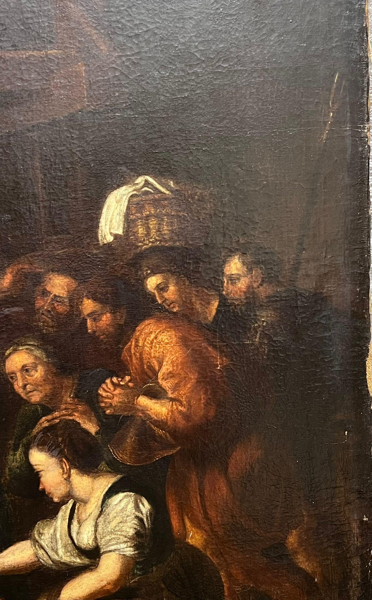 Very Large 1700's Dutch Old Master Oil Painting The Nativity Scene For Sale 1