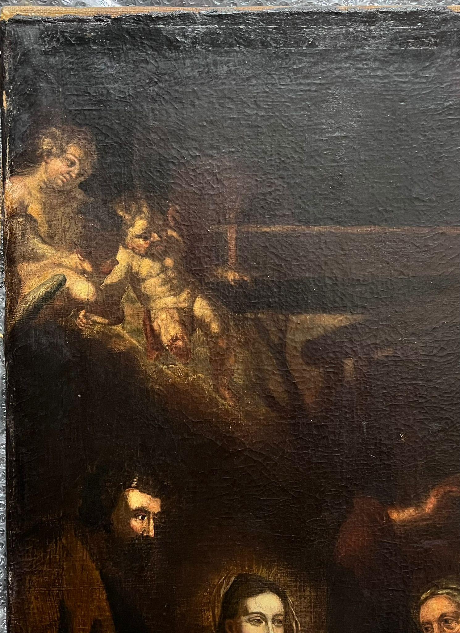Sehr große 1700's Dutch Old Master Ölgemälde The Nativity Scene im Angebot 2