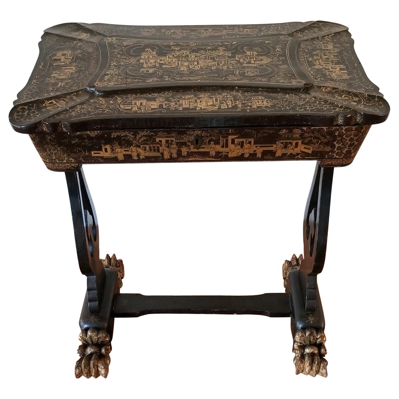 18th Early-19th Century Chinoiserie Sewing Table For Sale