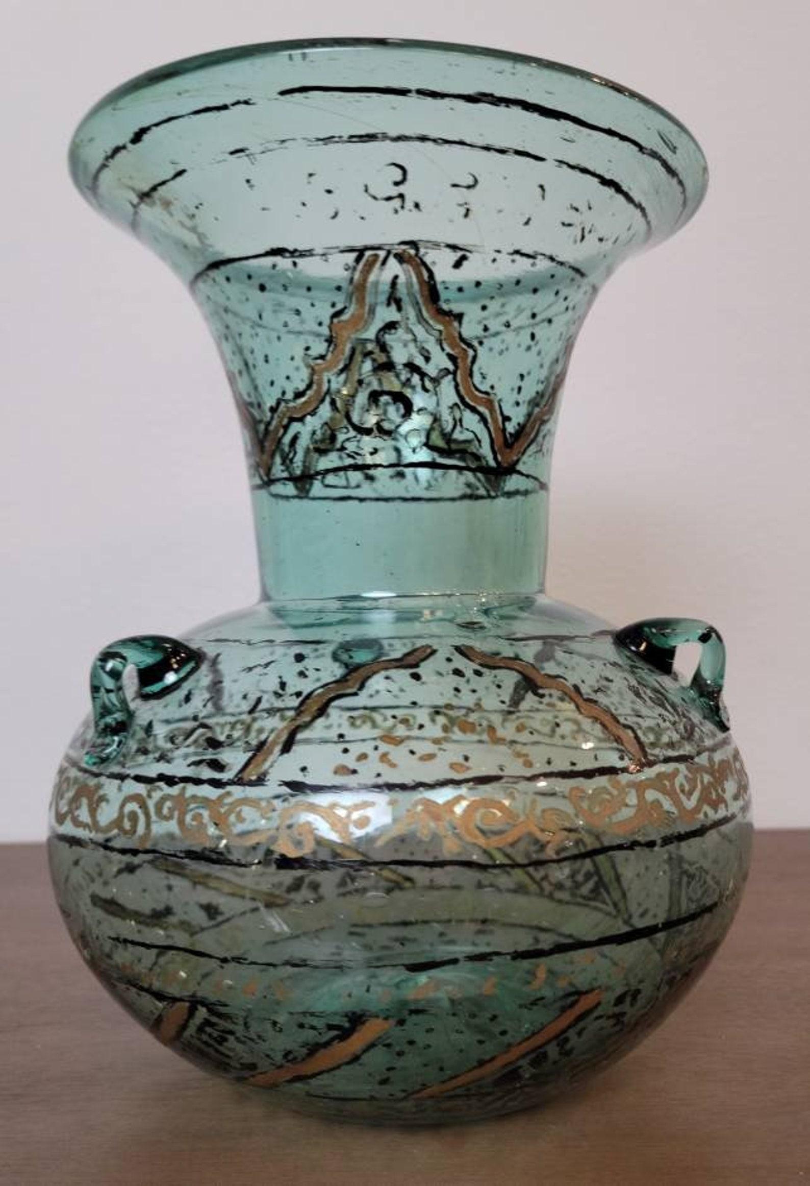 Peint à la main Lampe à huile de mosquée islamique en verre soufflé du XVIIIe/début du XIXe siècle en vente