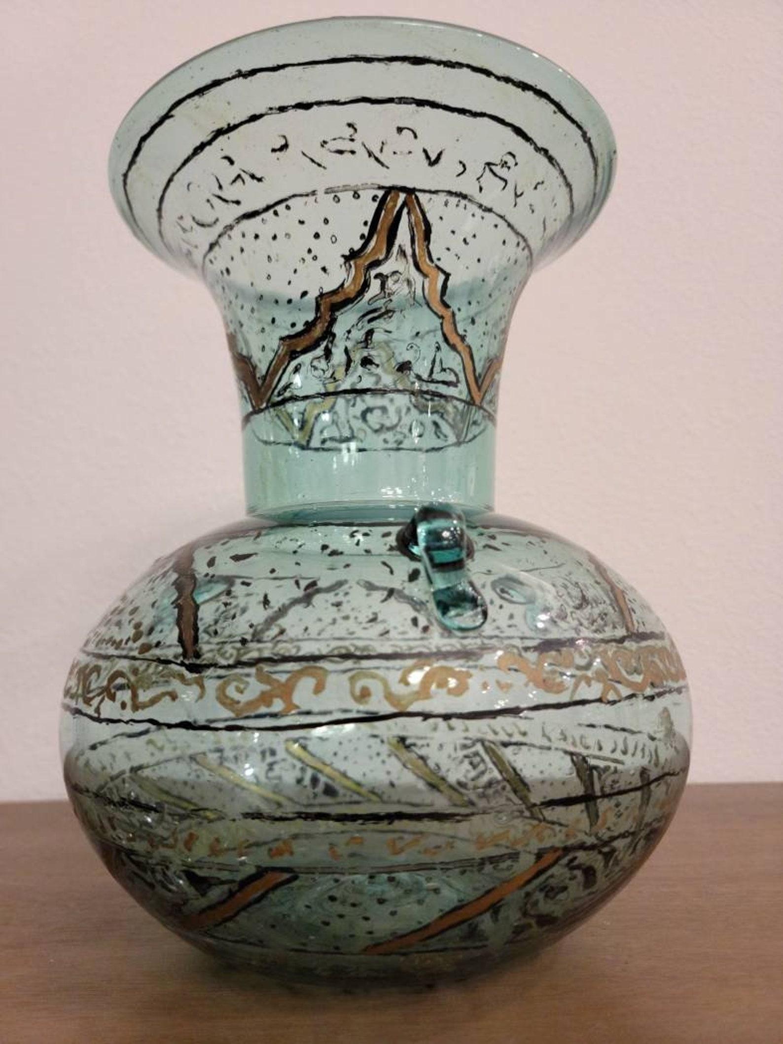 18th/Early 19th Century Islamic Blown Glass Mosque Oil Lamp In Good Condition For Sale In Forney, TX