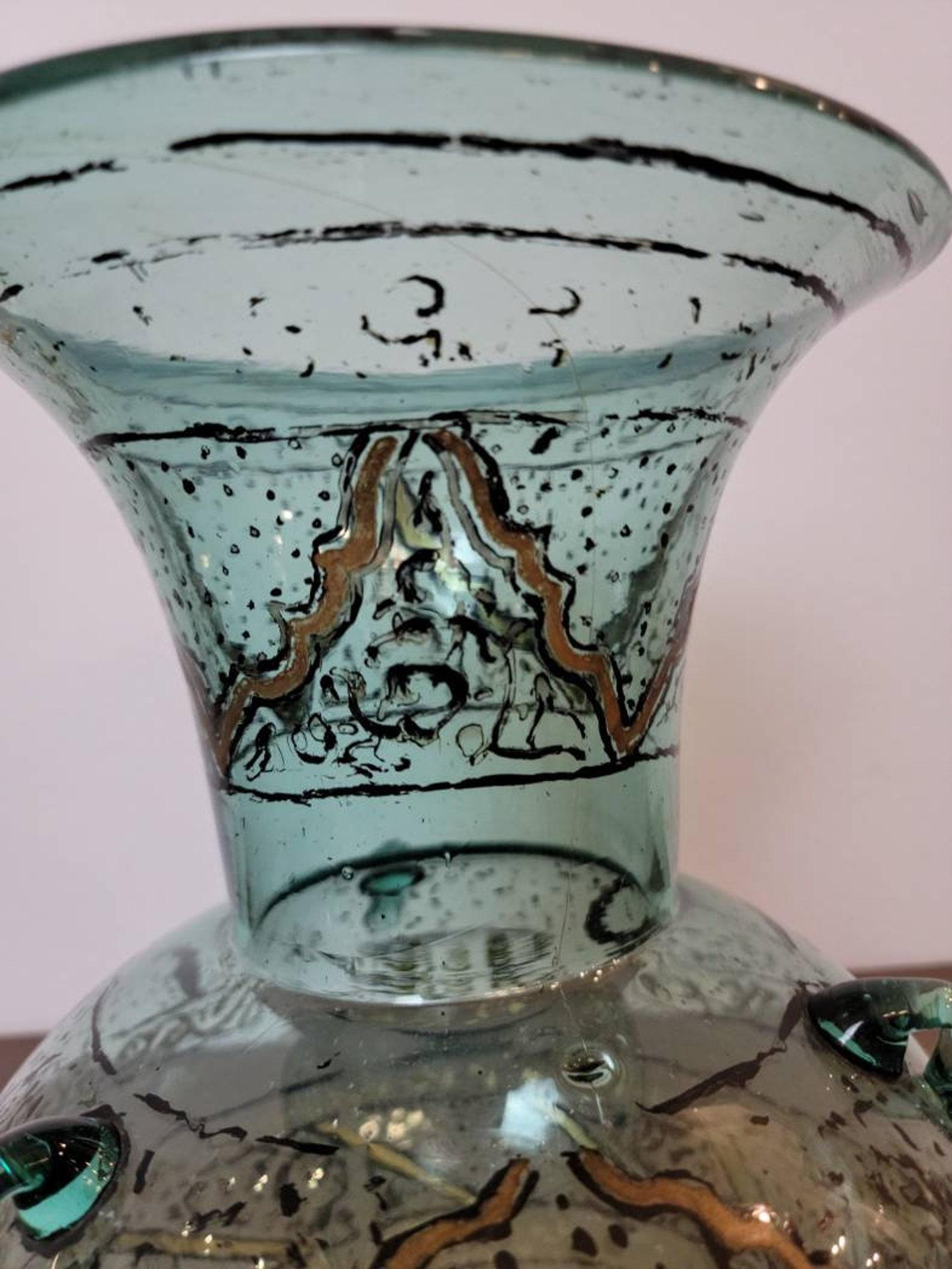 18th Century 18th/Early 19th Century Islamic Blown Glass Mosque Oil Lamp For Sale