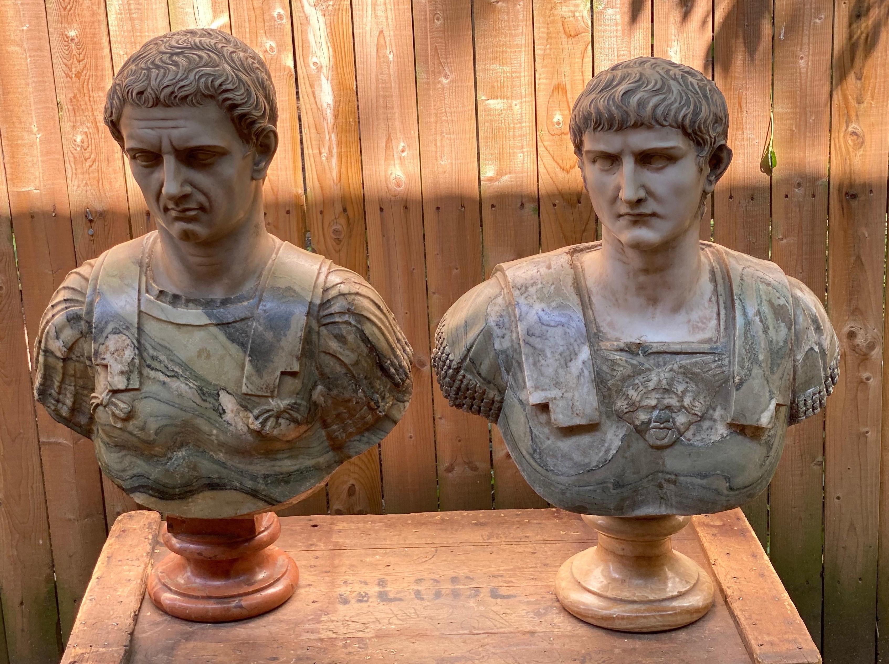 19th Century Italian Neoclassical Style Specimen Marble Busts of Caesars For Sale 12