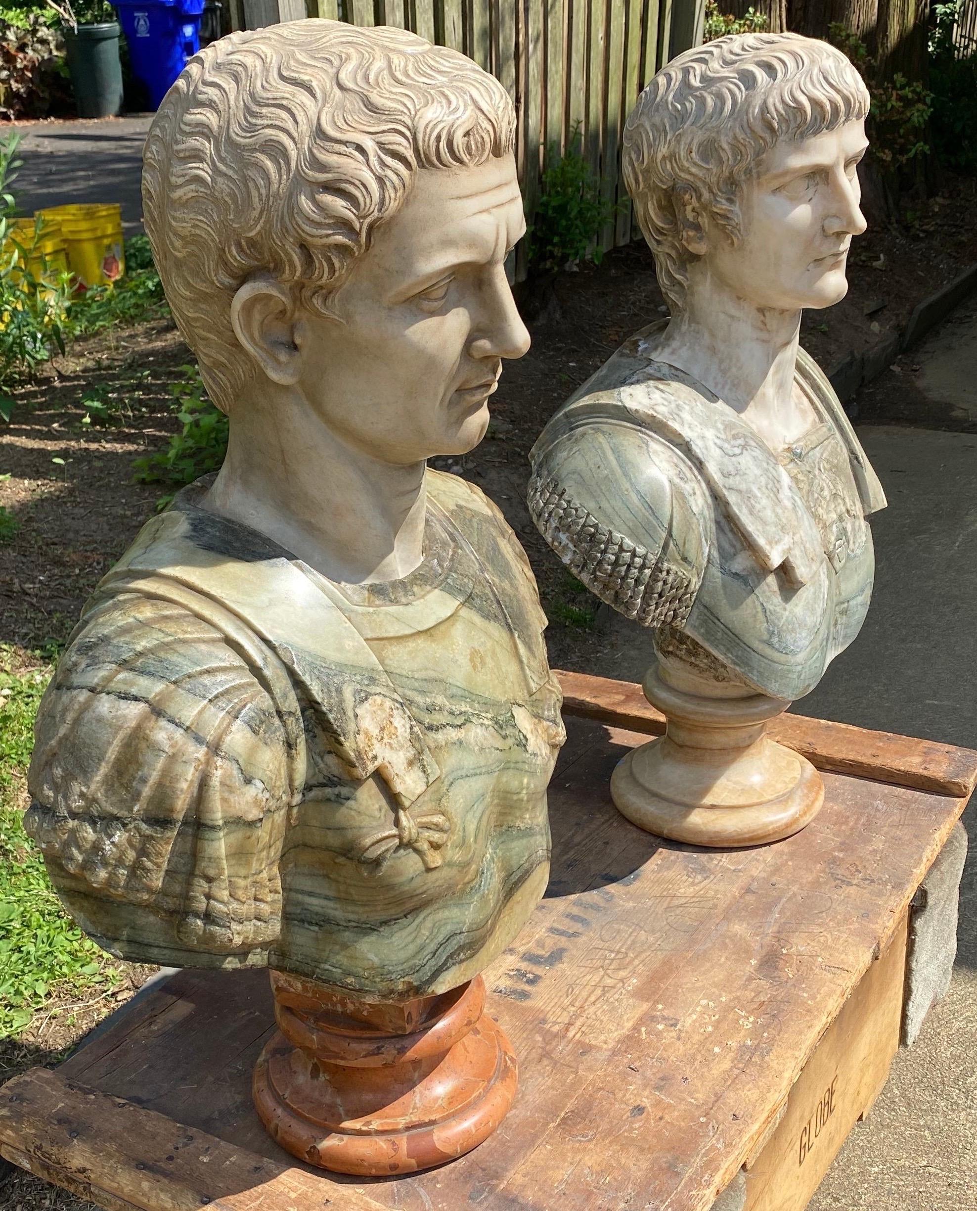 19th Century Italian Neoclassical Style Specimen Marble Busts of Caesars In Good Condition For Sale In Charleston, SC