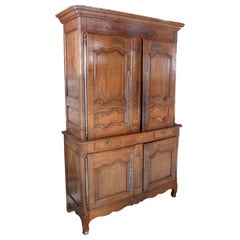 18th French Buffet Cabinet in Carved Oak with Original Fittings