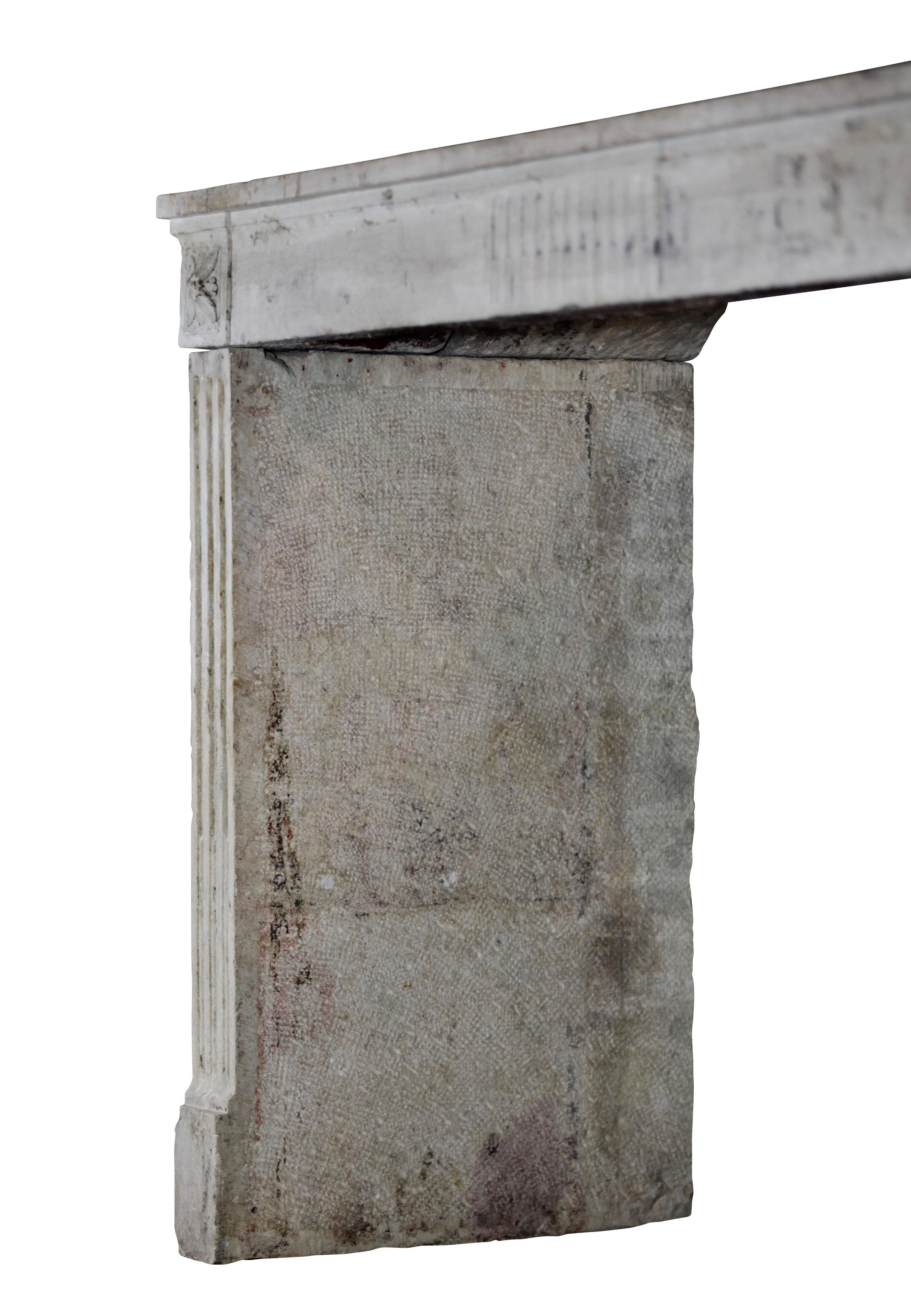 18th French Country Limestone Original Fireplace Mantle 4