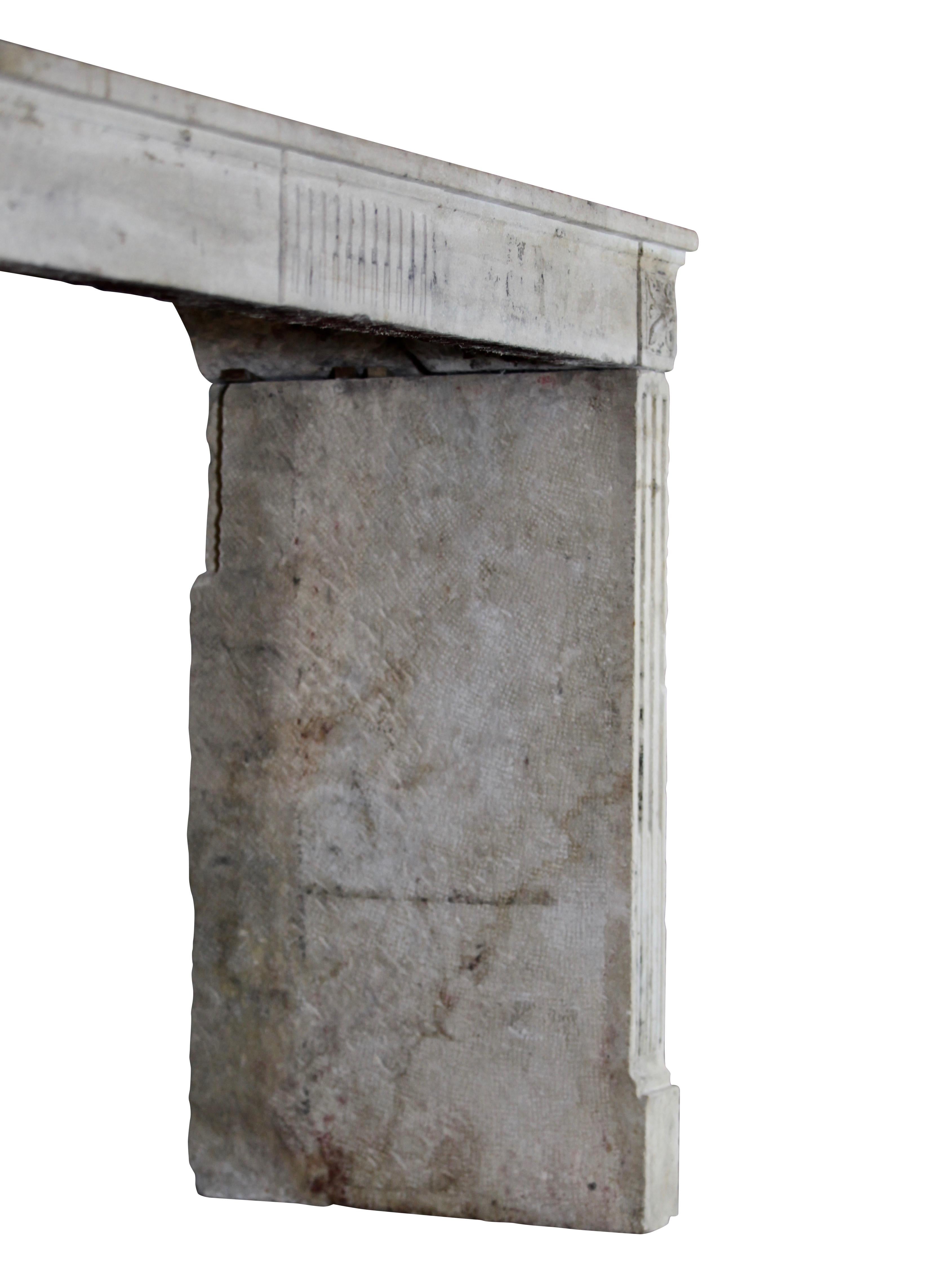 18th French Country Limestone Original Fireplace Mantle For Sale 8