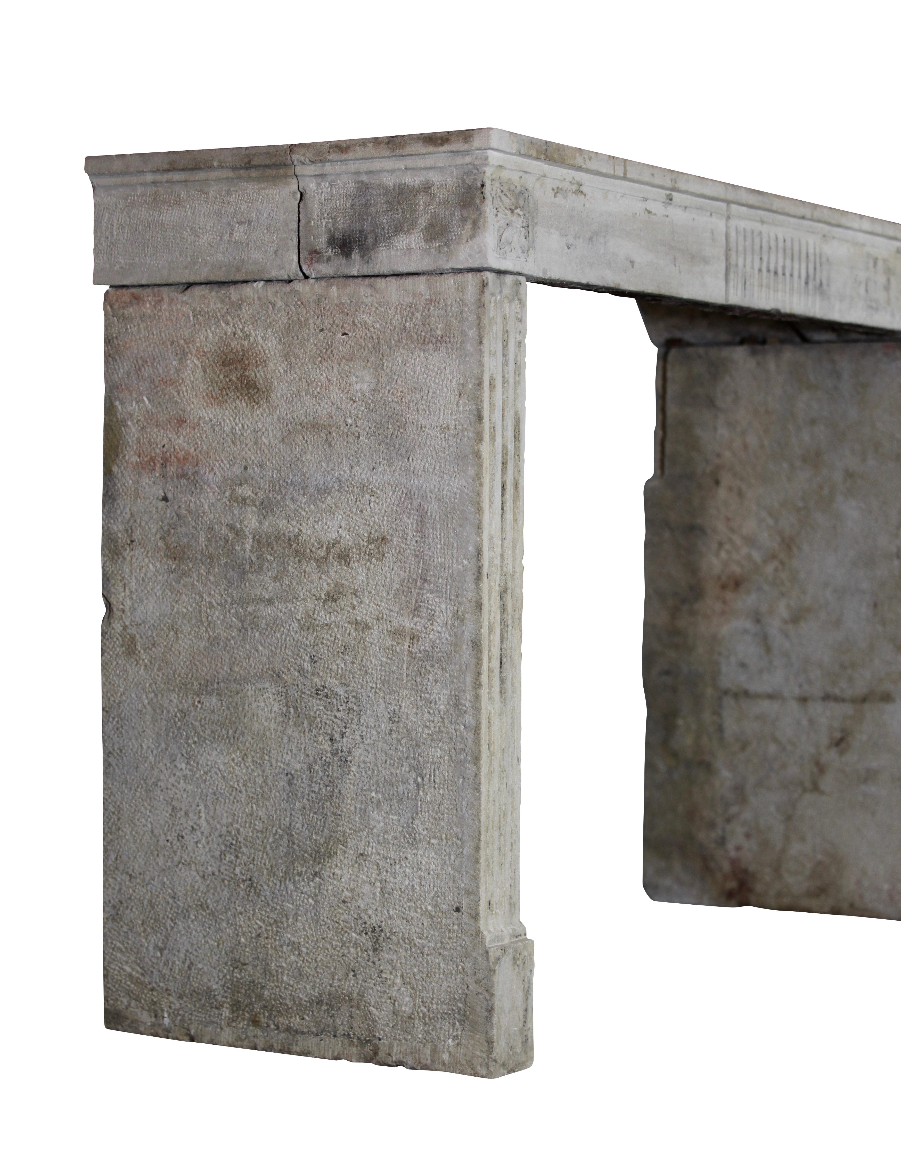 18th French Country Limestone Original Fireplace Mantle 9