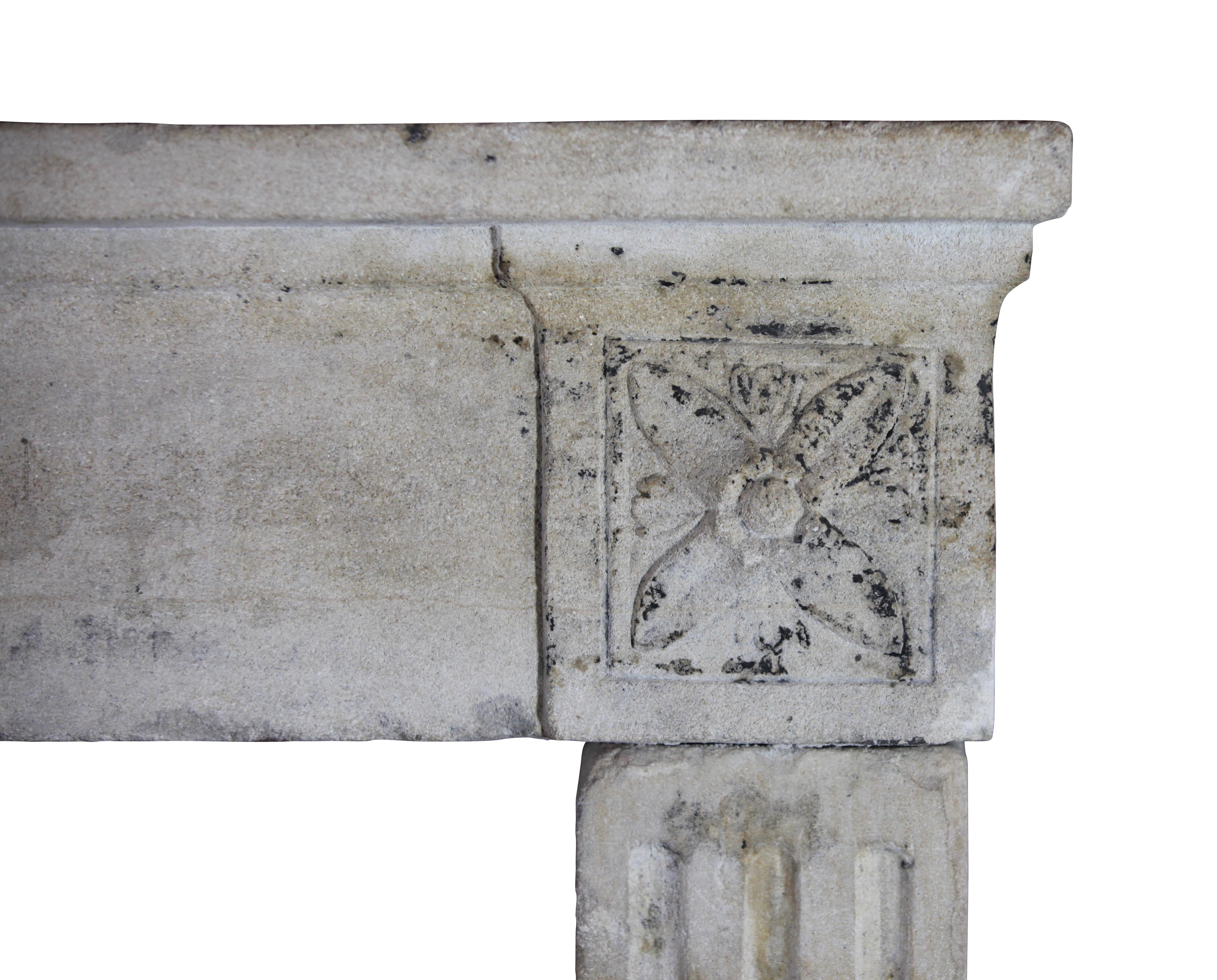 18th French Country Limestone Original Fireplace Mantle 13