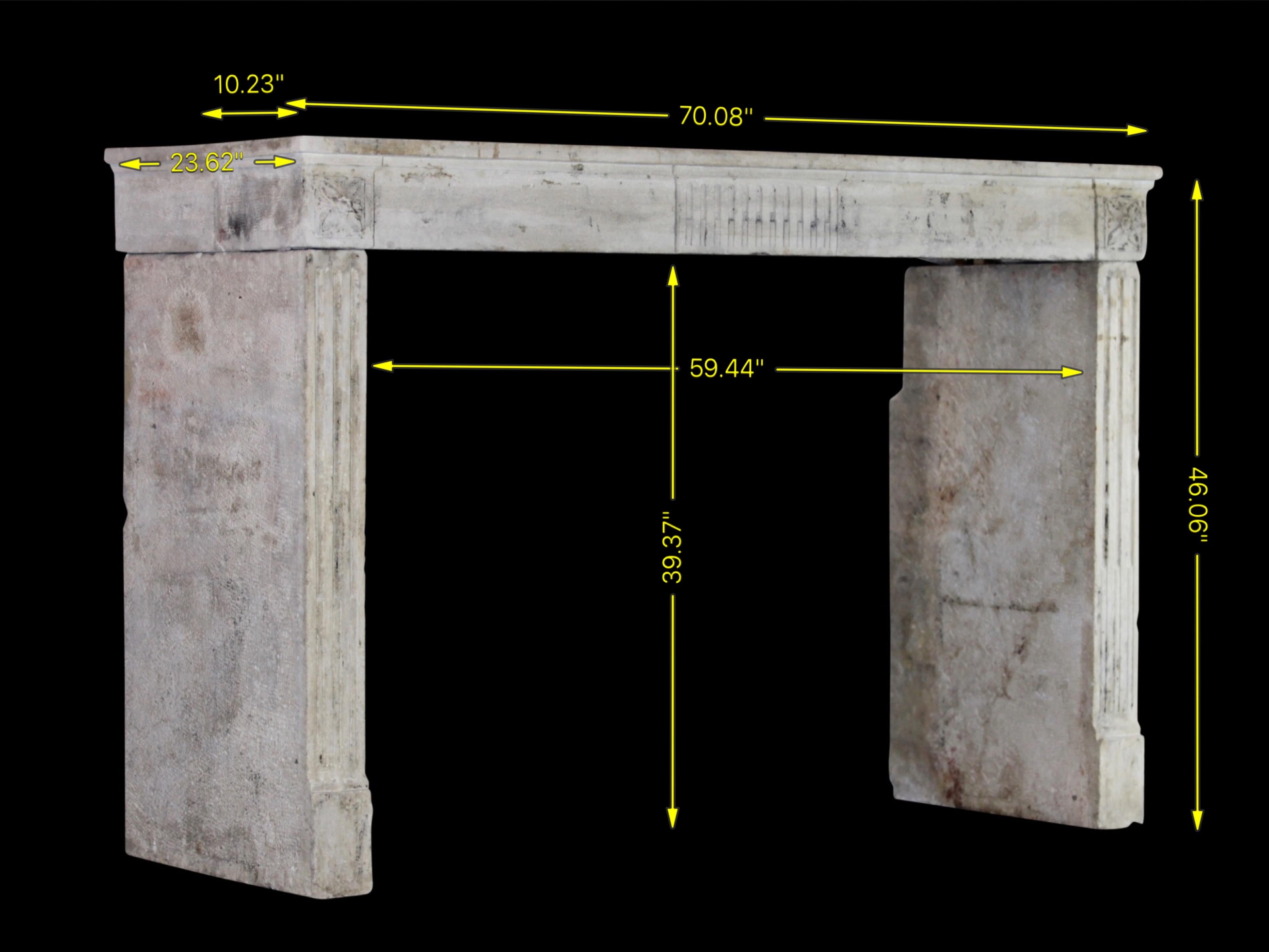 Louis XVI 18th French Country Limestone Original Fireplace Mantle