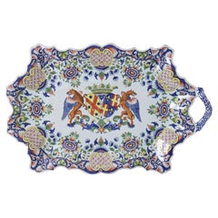 18th French faience serving tray with griffins